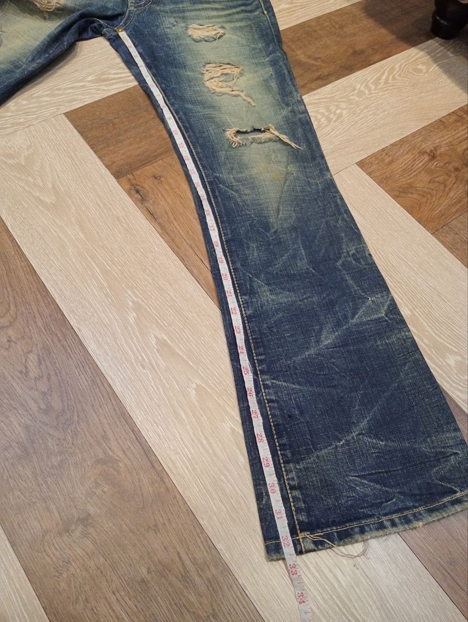 If Six Was Nine OZZ FIRST PINBALL BLUE DISTRESSED FLARED PANTS Size US 32 / EU 48 - 15 Thumbnail