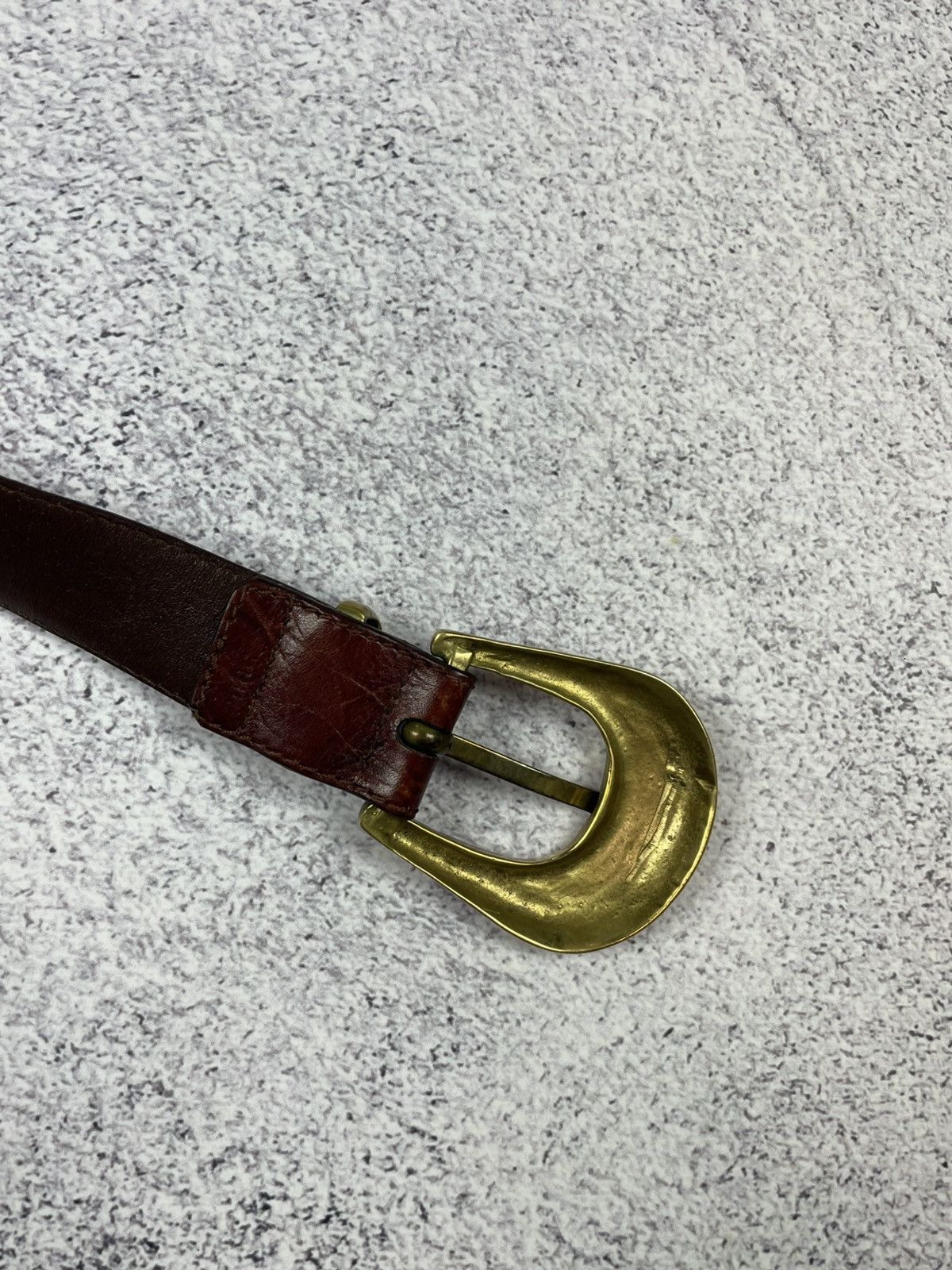 Jil Sander × Vintage Jil Sandre Leather Belt in Brown and Gold Buckle Size ONE SIZE - 10 Thumbnail