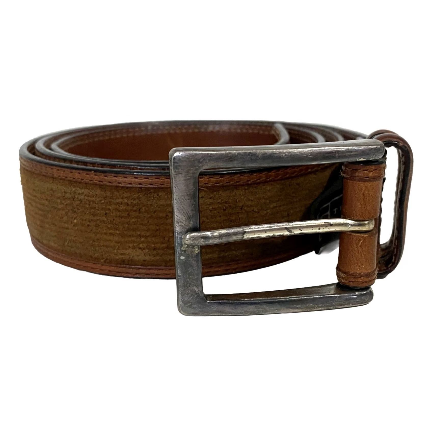 Vintage Trafalgar Belt Men Cowhide Suede Veg Tanned Leather Brown 1103TF14-208 Sz 40 Mens Belt, 1.25” Width, Brown, Preowned, Vintage? Size 40 - 2 Thumbnail