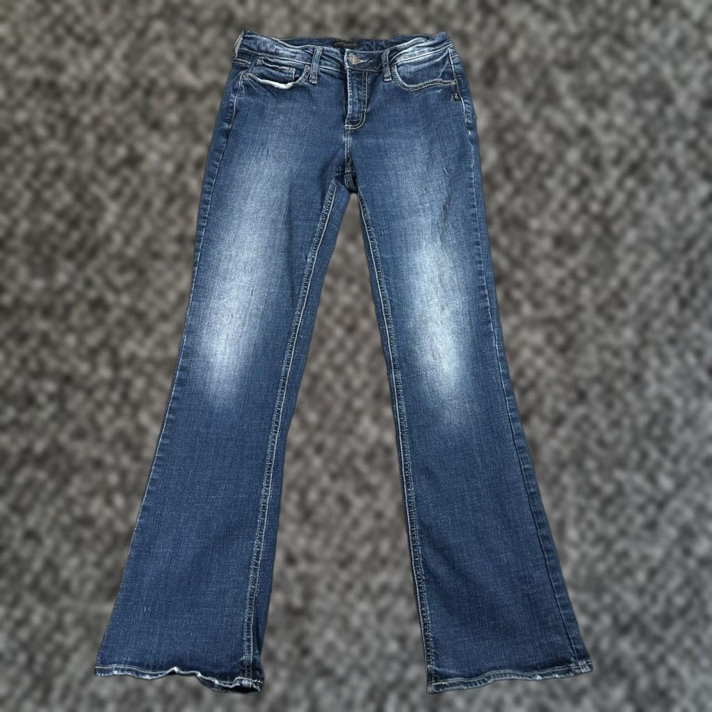 Silver Jeans Co. Silver Jeans Suki Bootcut Jeans Womens 28 Blue Mid Rise Dark Wash Denim Stretch, 5-Pocket, Regular, Inseam 34 - Silver Jeans Brand Size 28" / US 6 / IT 42 - 1 Thumbnail