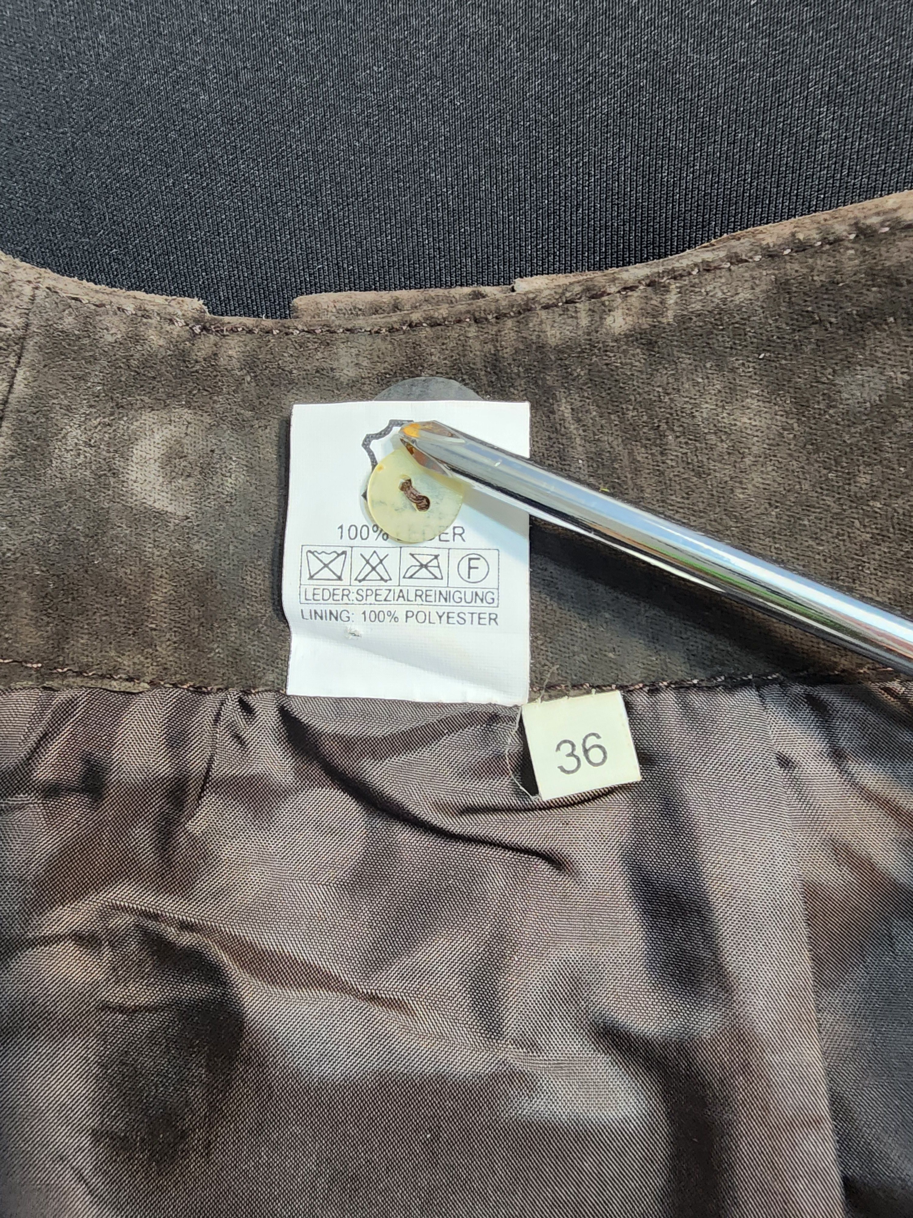 Genuine Leather Brown Suede Leather Pants: Size 27" / US 4 / IT 40 - 9 Thumbnail