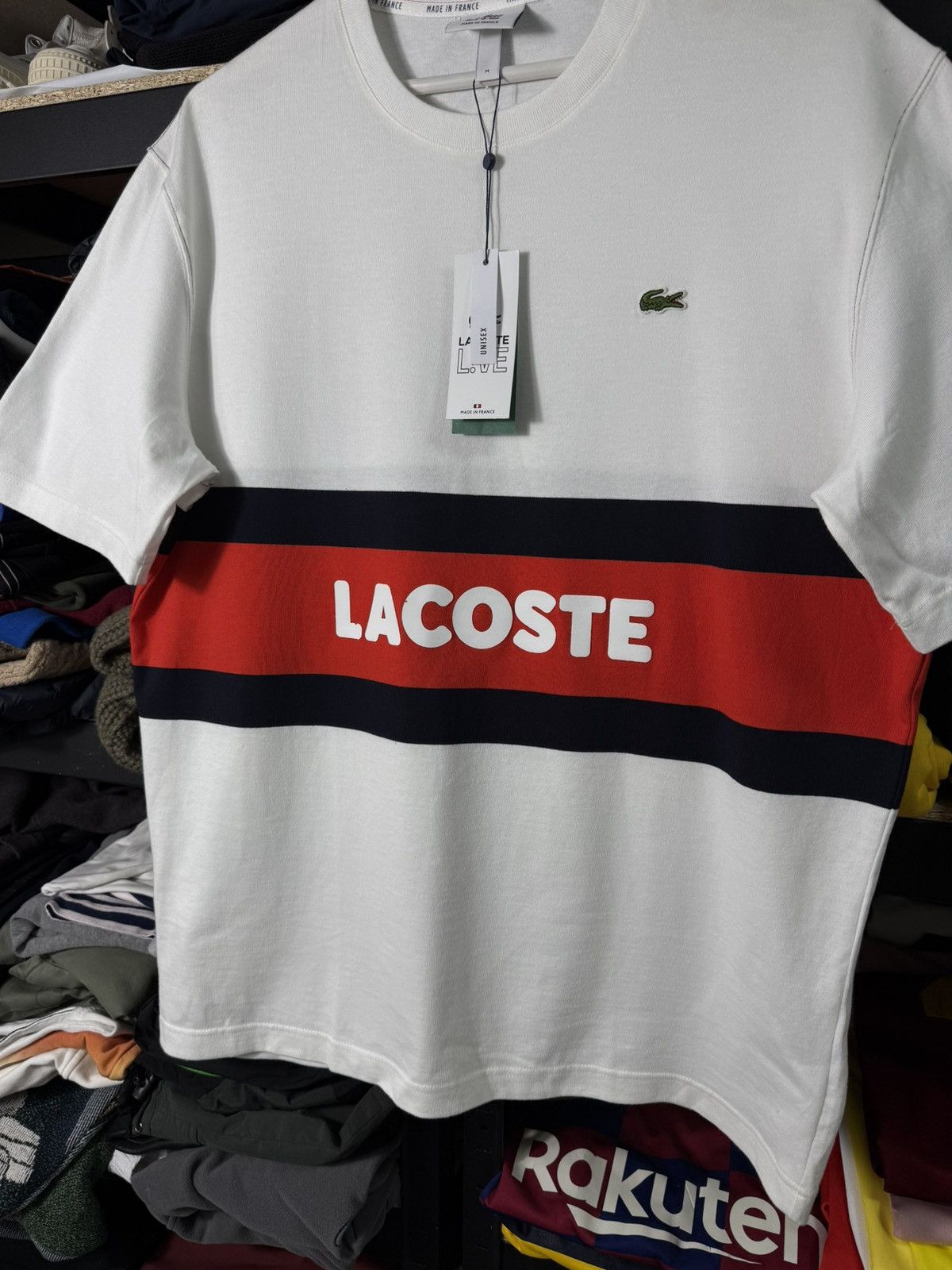 Lacoste NWT Lacoste Live T Shirt White Stripe Logo France Size M Size US M / EU 48-50 / 2 - 3 Thumbnail