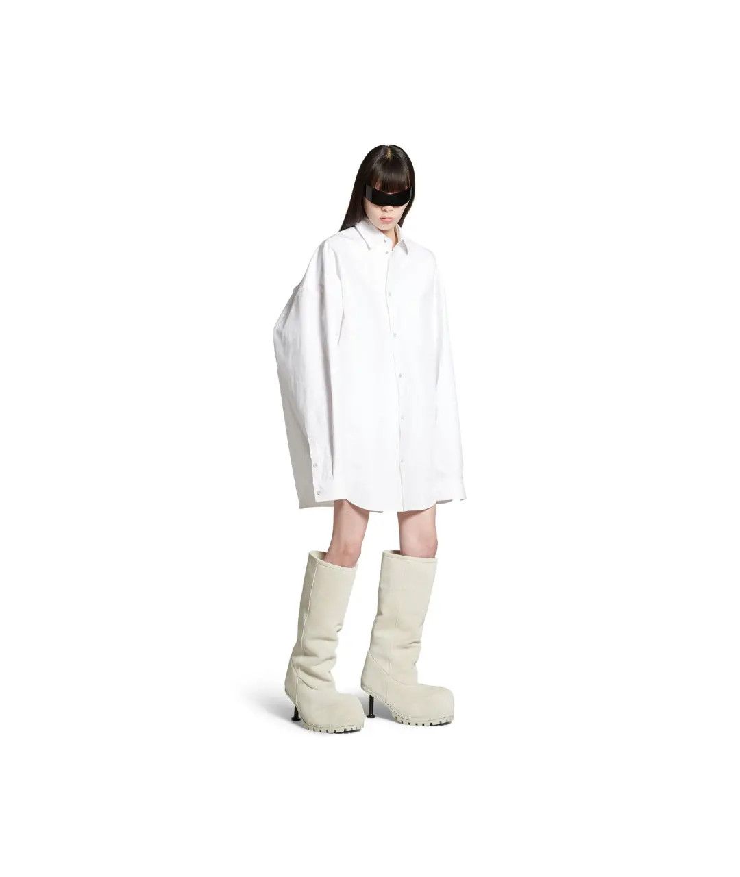 Balenciaga o1srvl11e0526 Outerwear Shirt Large Fit in White Size S / US 4 / IT 40 - 2 Thumbnail