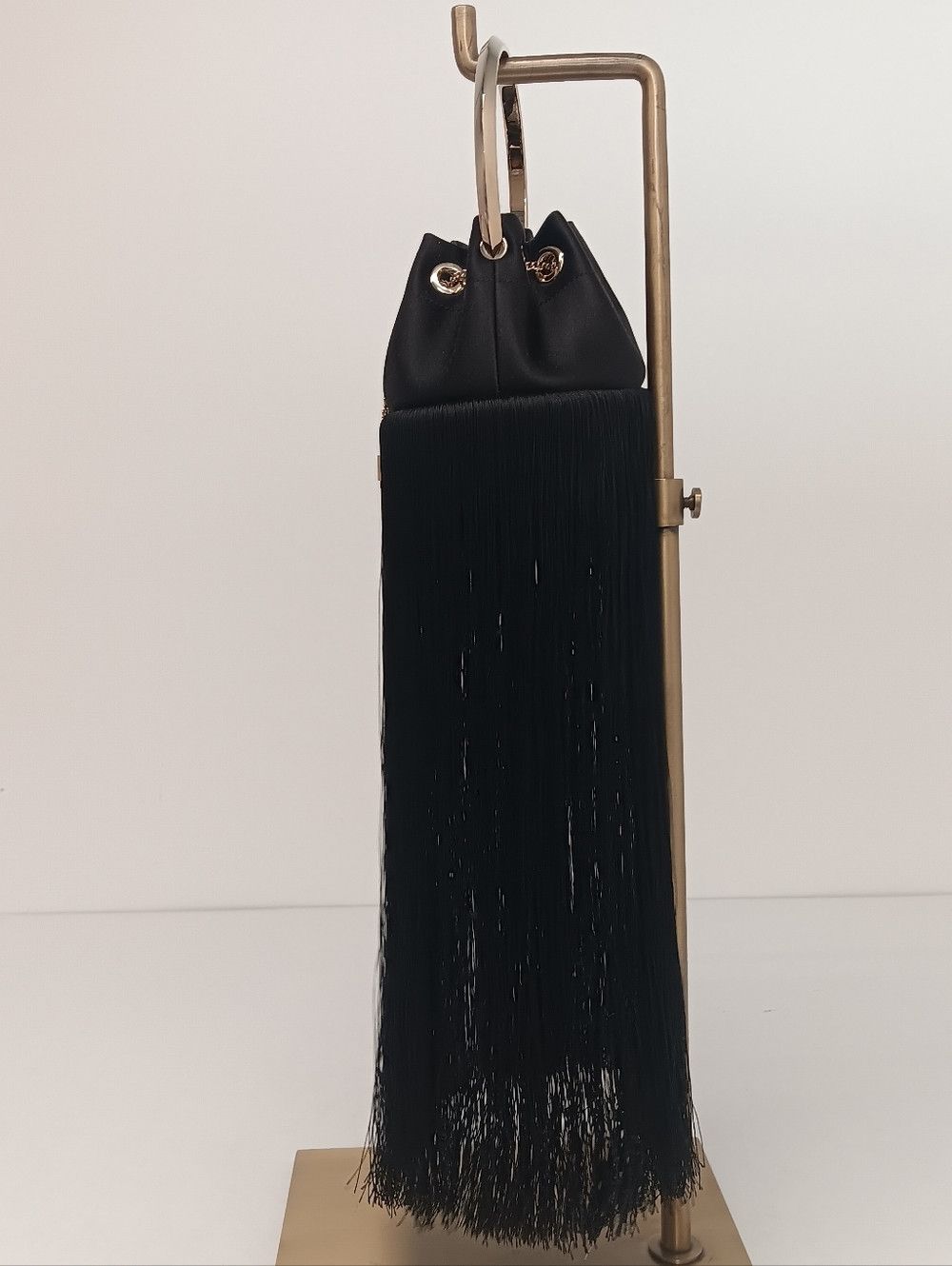 Jimmy Choo Jimmy Choo Bon Bon Small Fringed Satin Bucket Bag - Black Size ONE SIZE - 7 Thumbnail