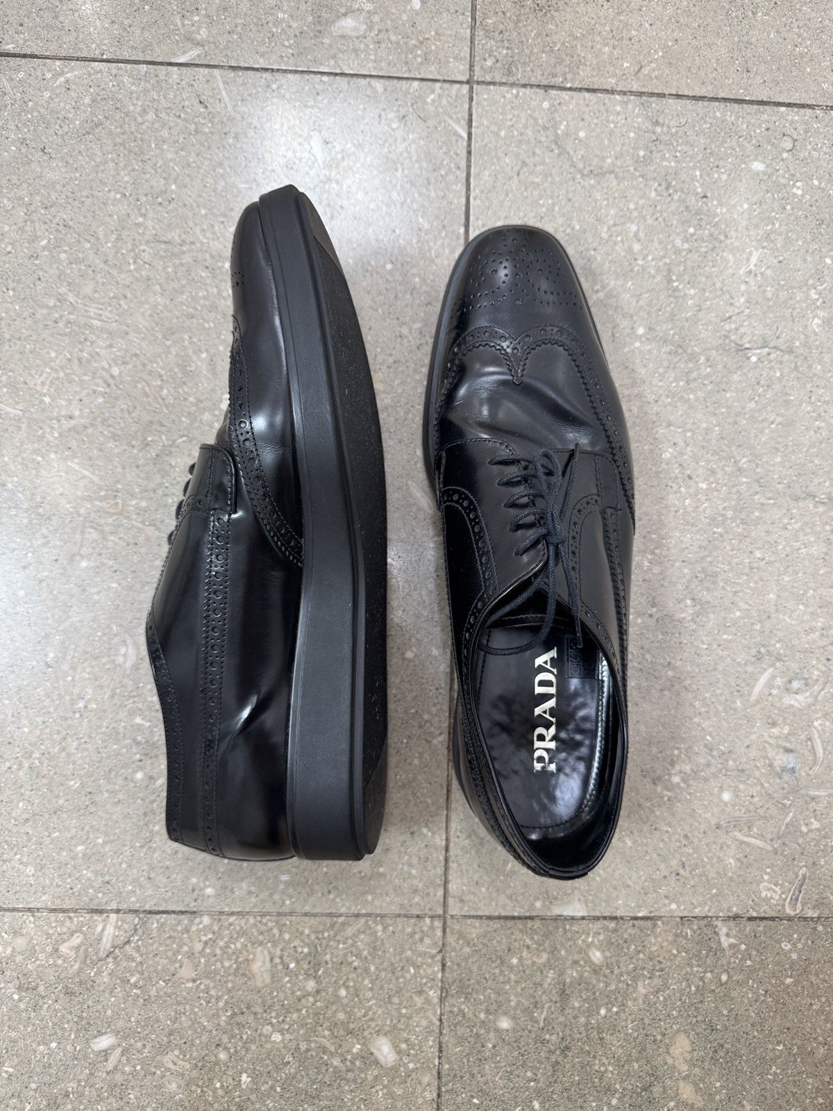 Prada Prada Black Leather Lace-Up Dress Shoes Size US 9 / EU 42 - 6 Thumbnail