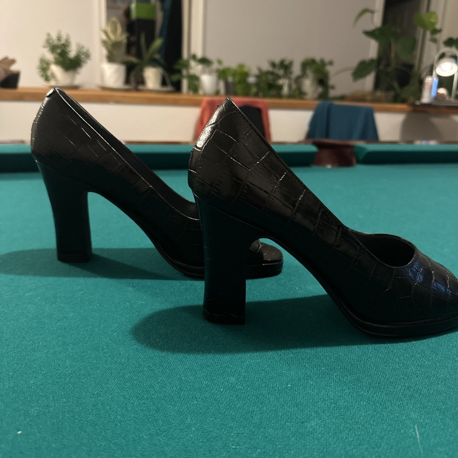 Other Amanda Smith Black Croc Embossed Peep Toe Heels Size 8M Size US 8 / IT 38 - 6 Thumbnail
