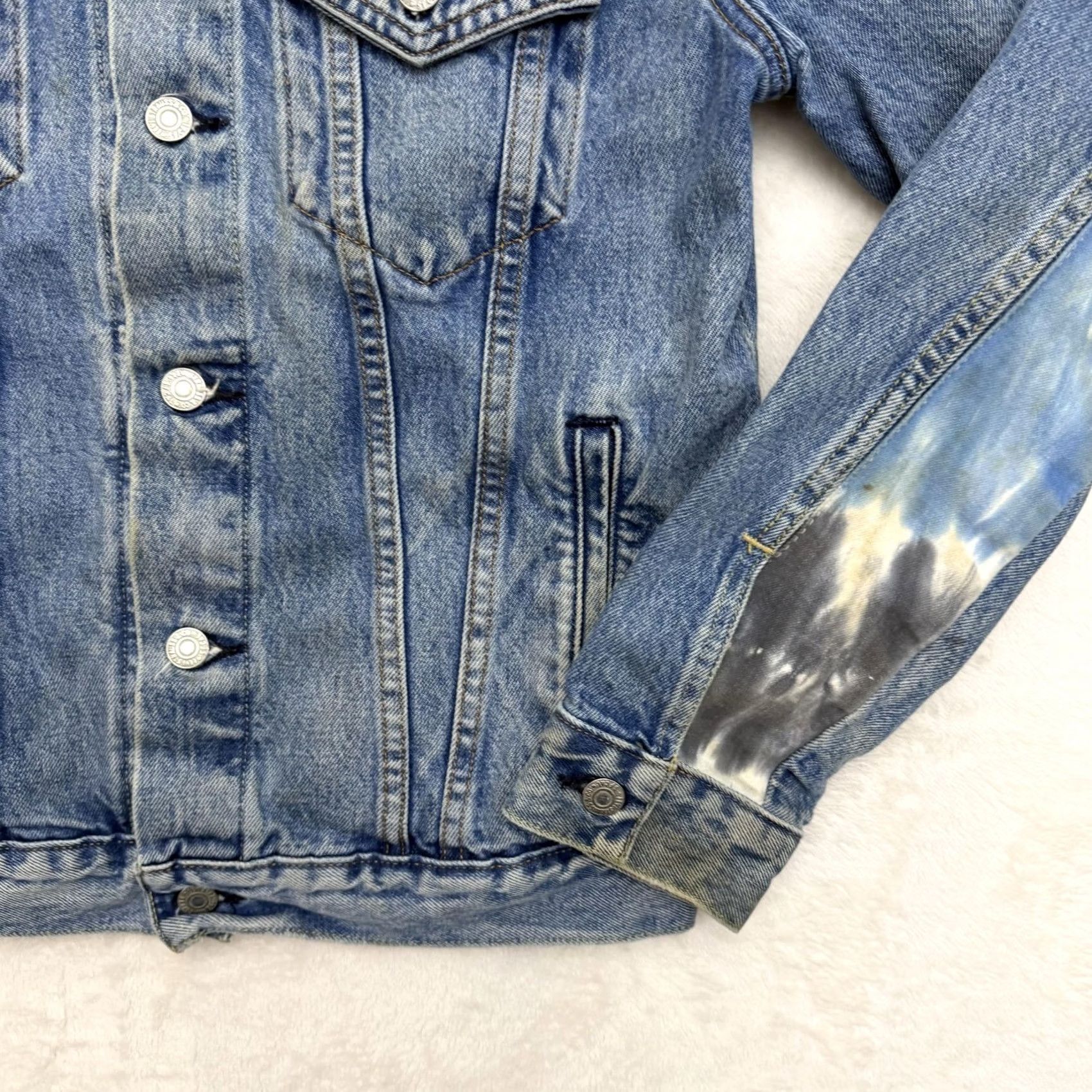 Levi's Levis Premium Jacket Womens Small Blue Denim Tie Dye Panel Trucker Coat Size S / US 4 / IT 40 - 4 Thumbnail