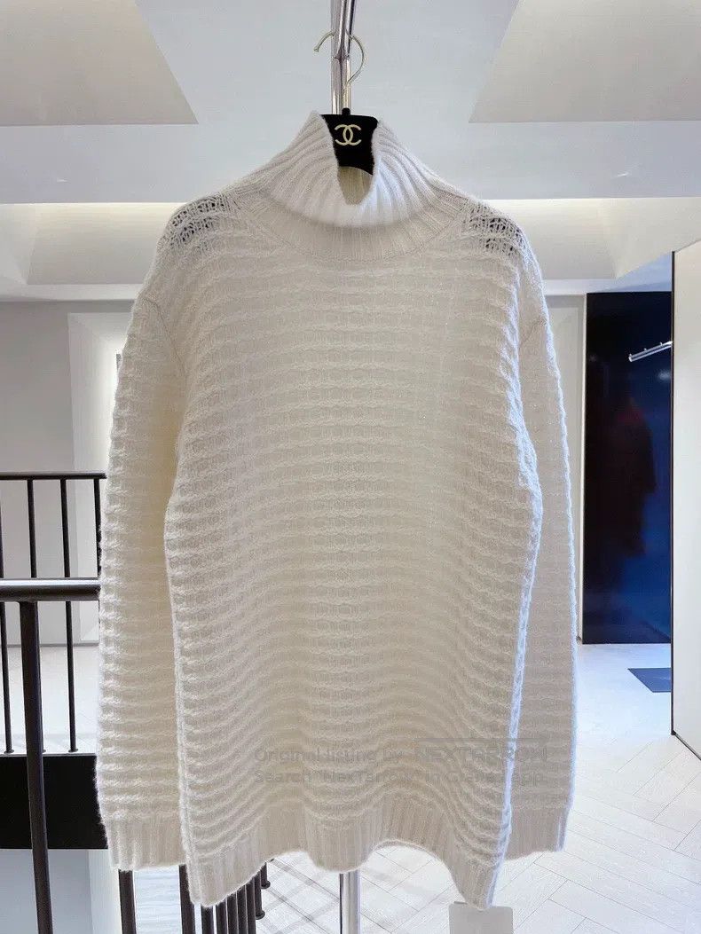 Loro Piana Loro Piana Ivory waffle-knit high-neck cashmere sweater Size XS / US 0-2 / IT 36-38 - 1 Thumbnail