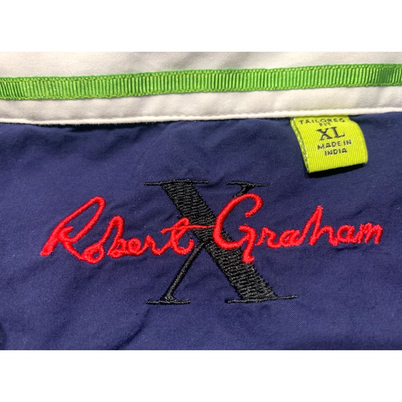 Robert Graham Robert Graham Mens Short Sleeve Blue Cotton Button Front Shirt XL Regular Fit Paisley Pattern Button Down Collar Mens Size US XL / EU 56 / 4 - 5 Thumbnail