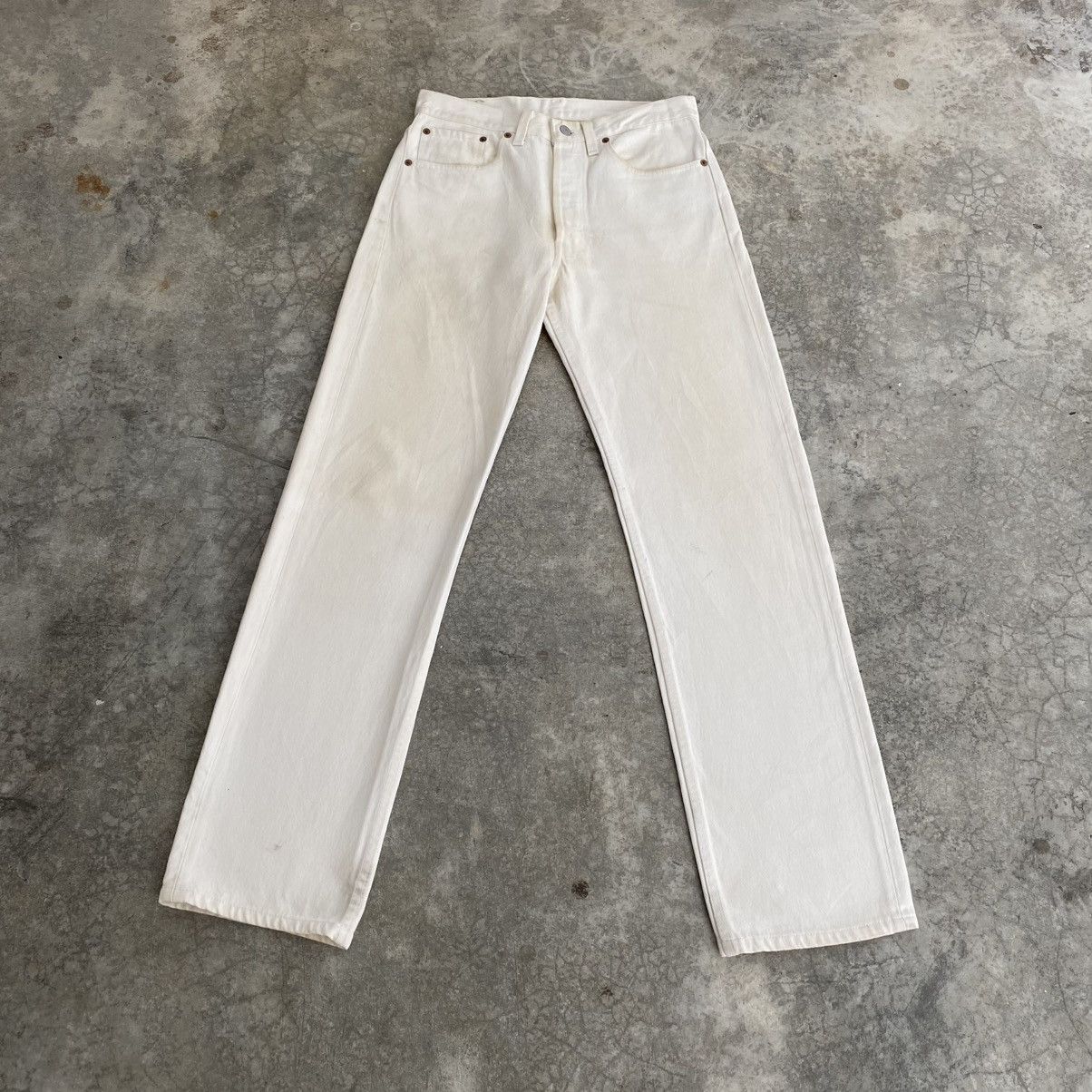 Levi's Size 30x31.5 Vintage 1994 Levis 501 White Denim Jeans Size US 30 / EU 46 - 1 Thumbnail