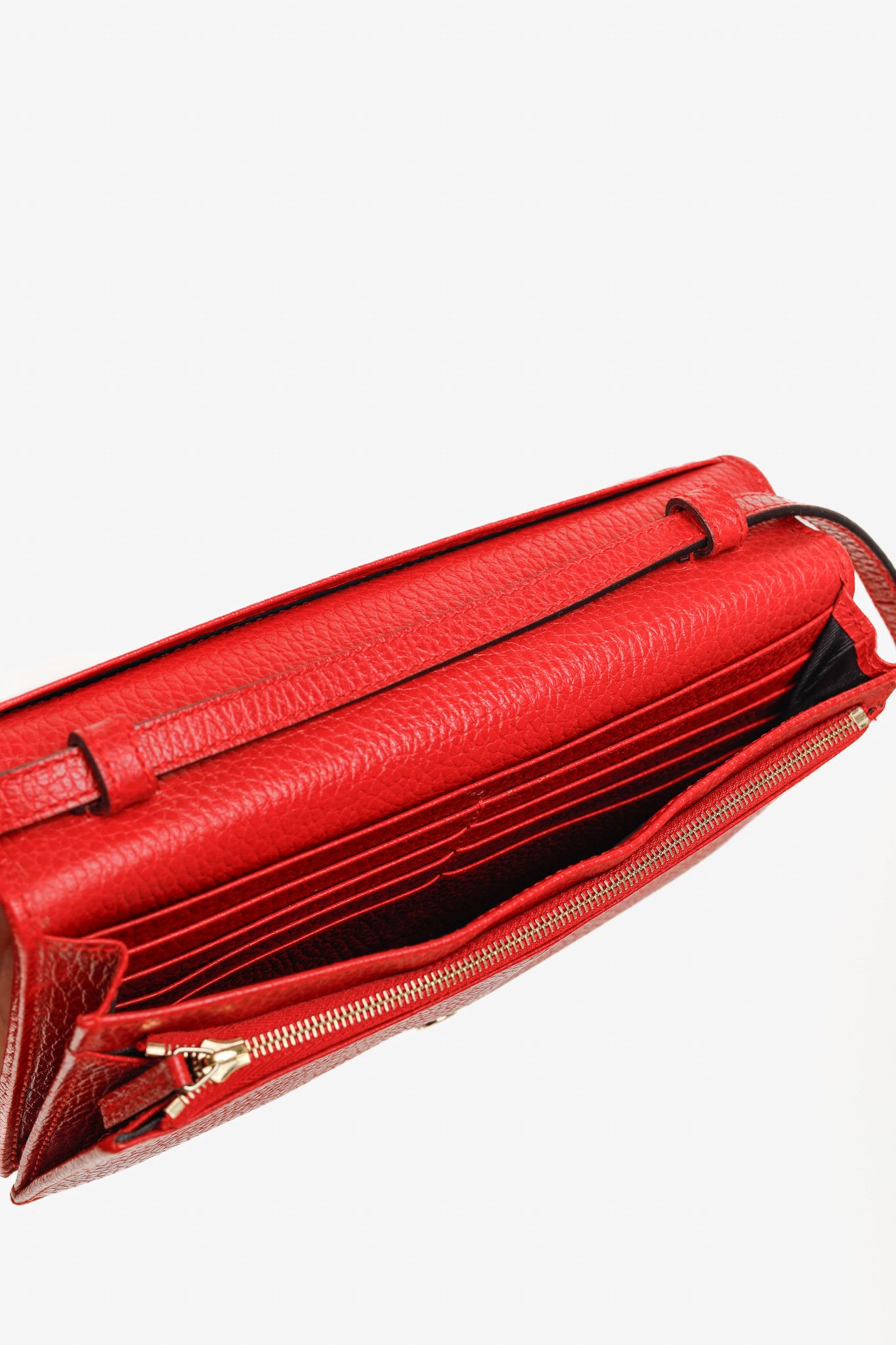 Gucci Gucci Swing Red Pebbled Leather Wallet Crossbody Size ONE SIZE - 12 Thumbnail