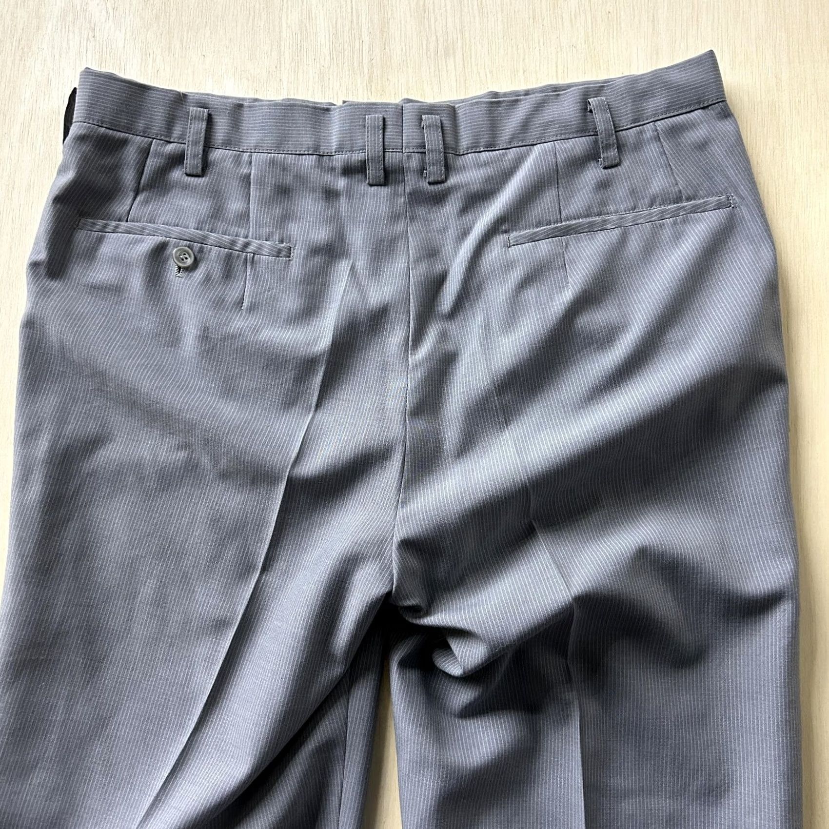 Vintage Vintage Gray Stripe Dress Pants Mens 36x27 Straight Leg Flat Front Workwear Pants Size US 36 / EU 52 - 2 Thumbnail