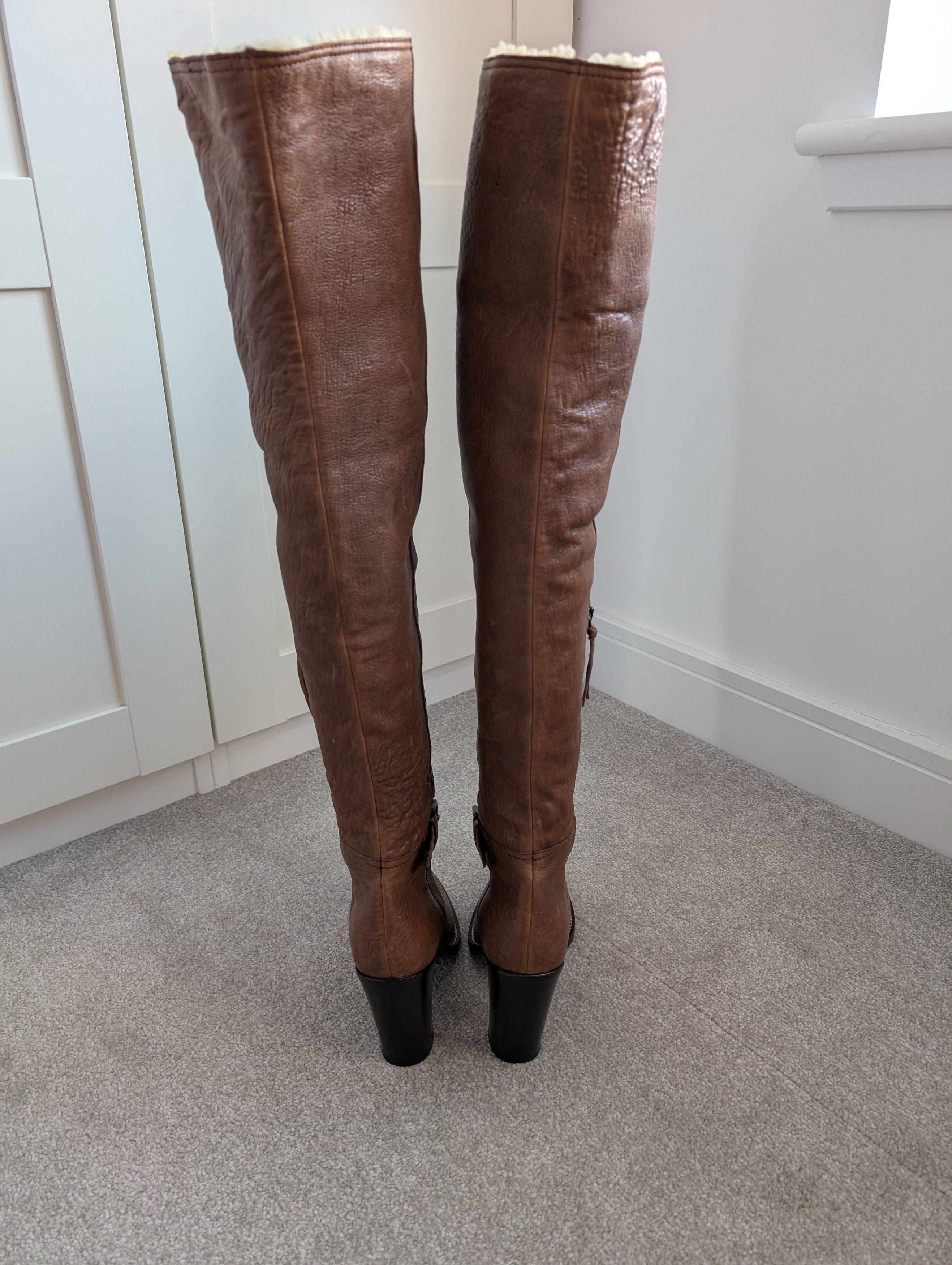 Miu Miu Miu Miu OTK Shearling Leather Boots Brown EU 38 Size US 8 / IT 38 - 3 Thumbnail