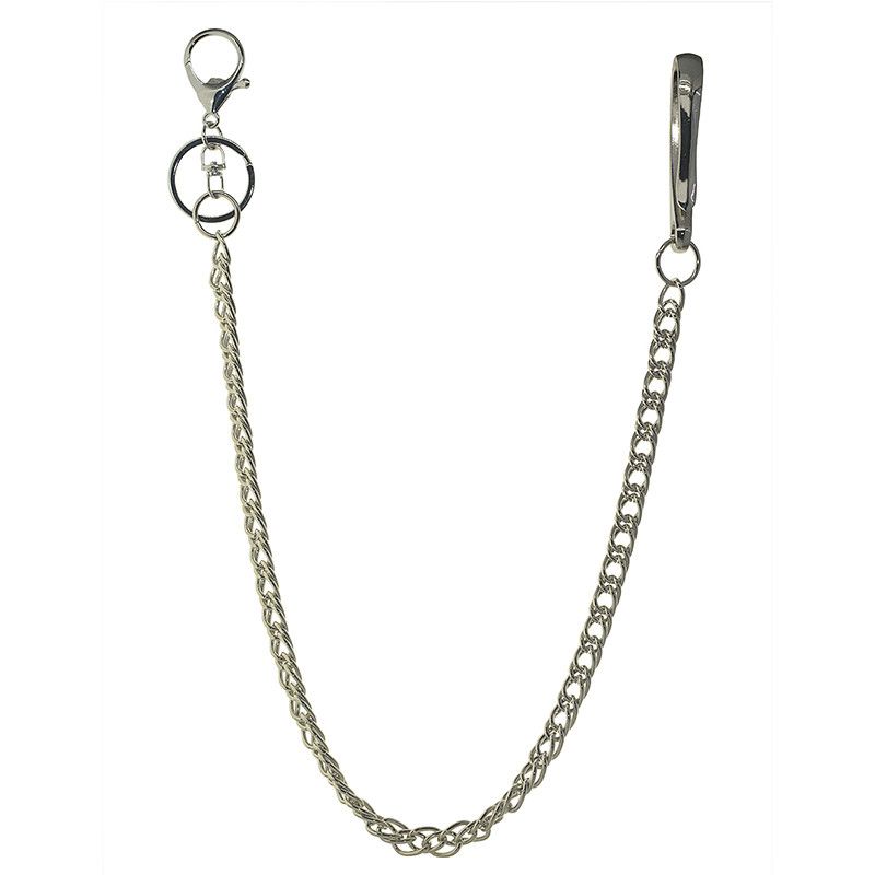 Japanese Brand Long Silver Biker Pants Chain 10mm Curl Keychain Style Size ONE SIZE - 1 Thumbnail