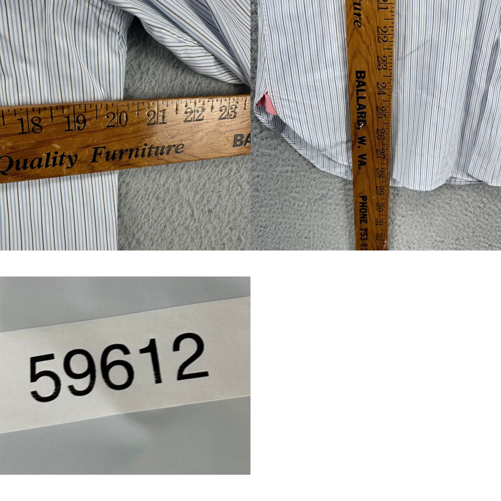 Pinko PINK Shirt Mens 15.5 Blue Grey Pinstripes Tailored Fit Dress Button Up Adult Size 42R - 8 Thumbnail