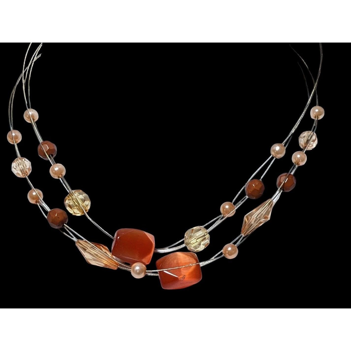 Other Orange Multilayer Glass Beaded Necklace Size ONE SIZE - 1 Thumbnail