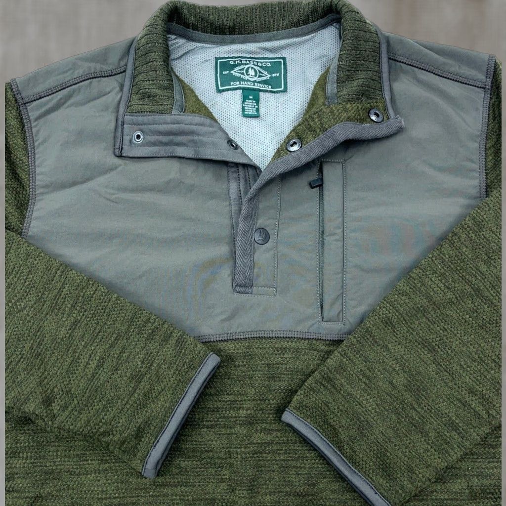 Vintage GH Bass & Co. Sweatshirt Men M Green Pullover 1/4 Zip Thermal Logo Nautical Modern Modern Festival? Size US M / EU 48-50 / 2 - 1 Thumbnail