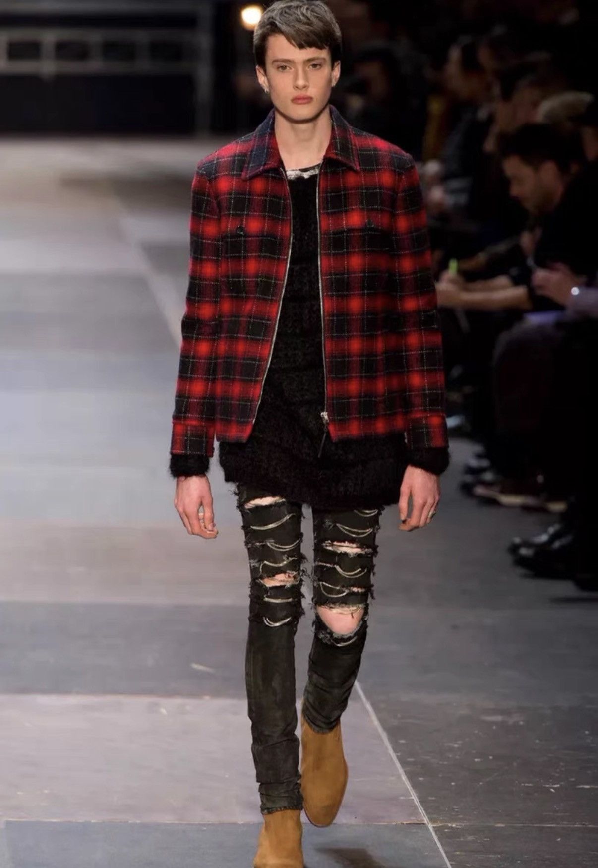 Saint Laurent Paris Saint Laurent (SLP) 13FW Black/White Check Wool Jacket Size US XL / EU 56 / 4 - 9 Thumbnail