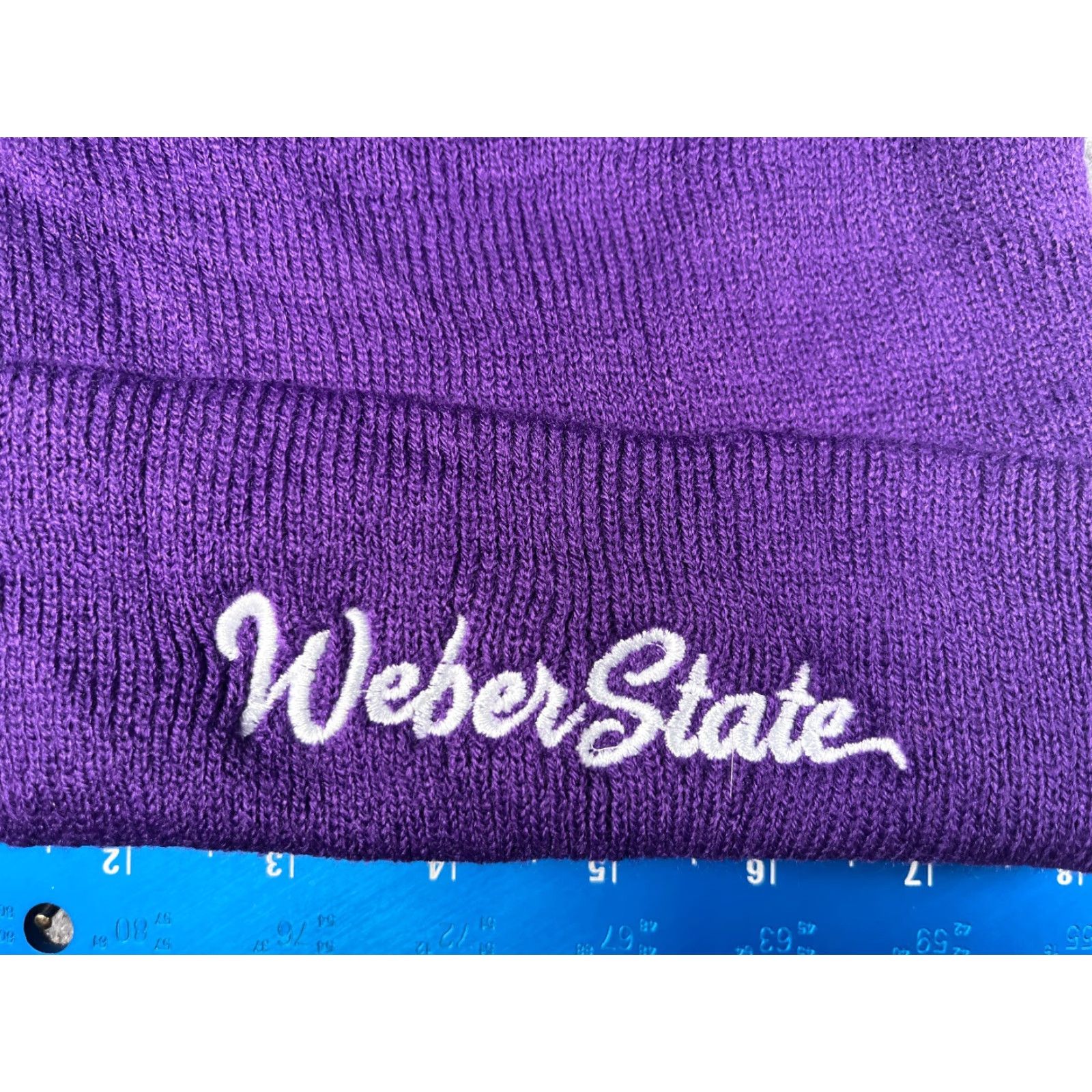 Vintage Weber State University Beanie Adult One Size Purple Knit Embroider Acrylic Toque Size ONE SIZE - 2 Thumbnail