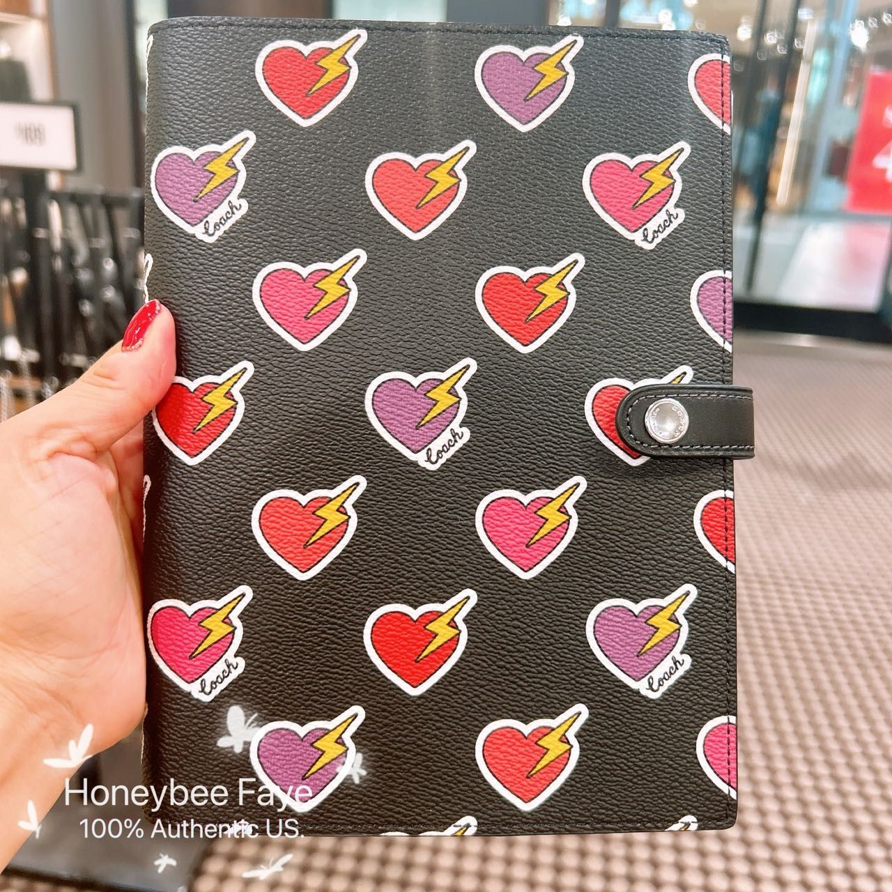 Coach Notebook With Heart Bolt Print CW543 Size ONE SIZE - 1 Thumbnail