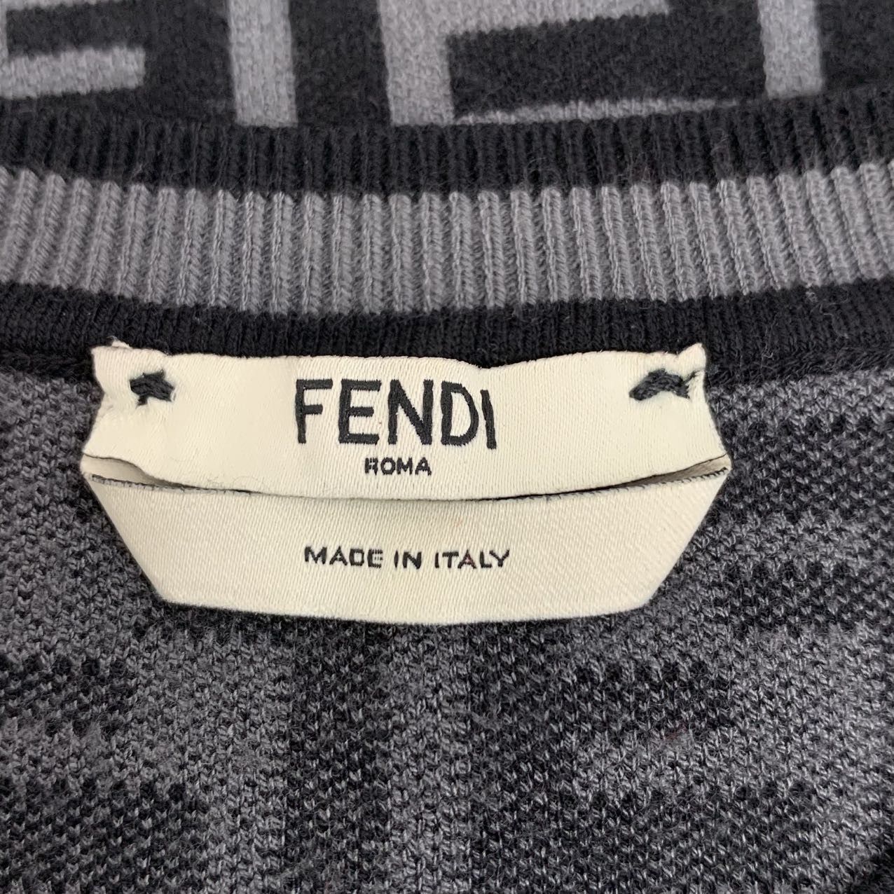 Fendi Fendi Dark Gray Logo Letter All Over Print Knit Dress Size S / US 4 / IT 40 - 6 Thumbnail