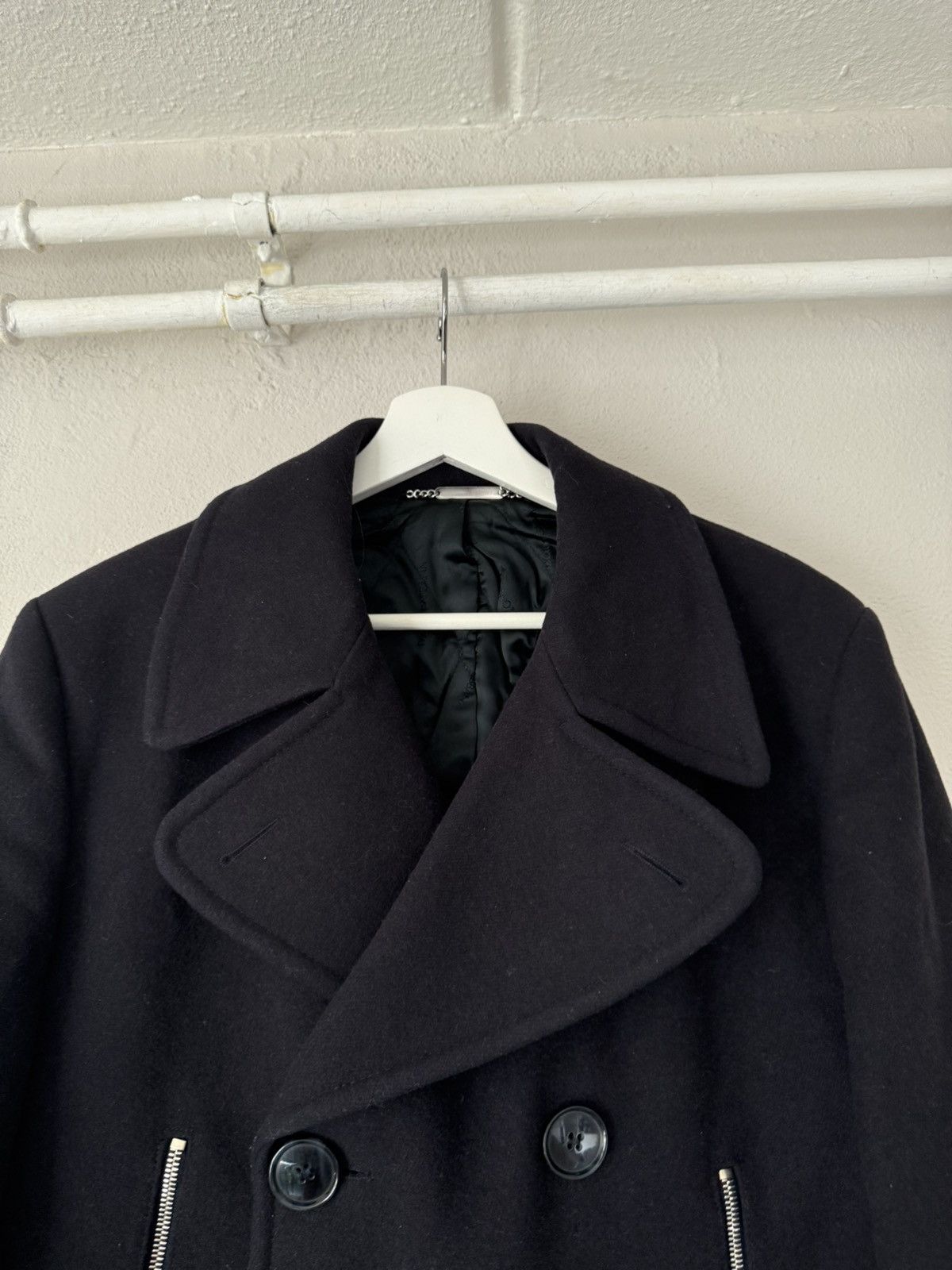 Dolce & Gabbana Dolce & Gabbana Navy Wool Peacoat with Zip Pockets Size US M / EU 48-50 / 2 - 3 Thumbnail