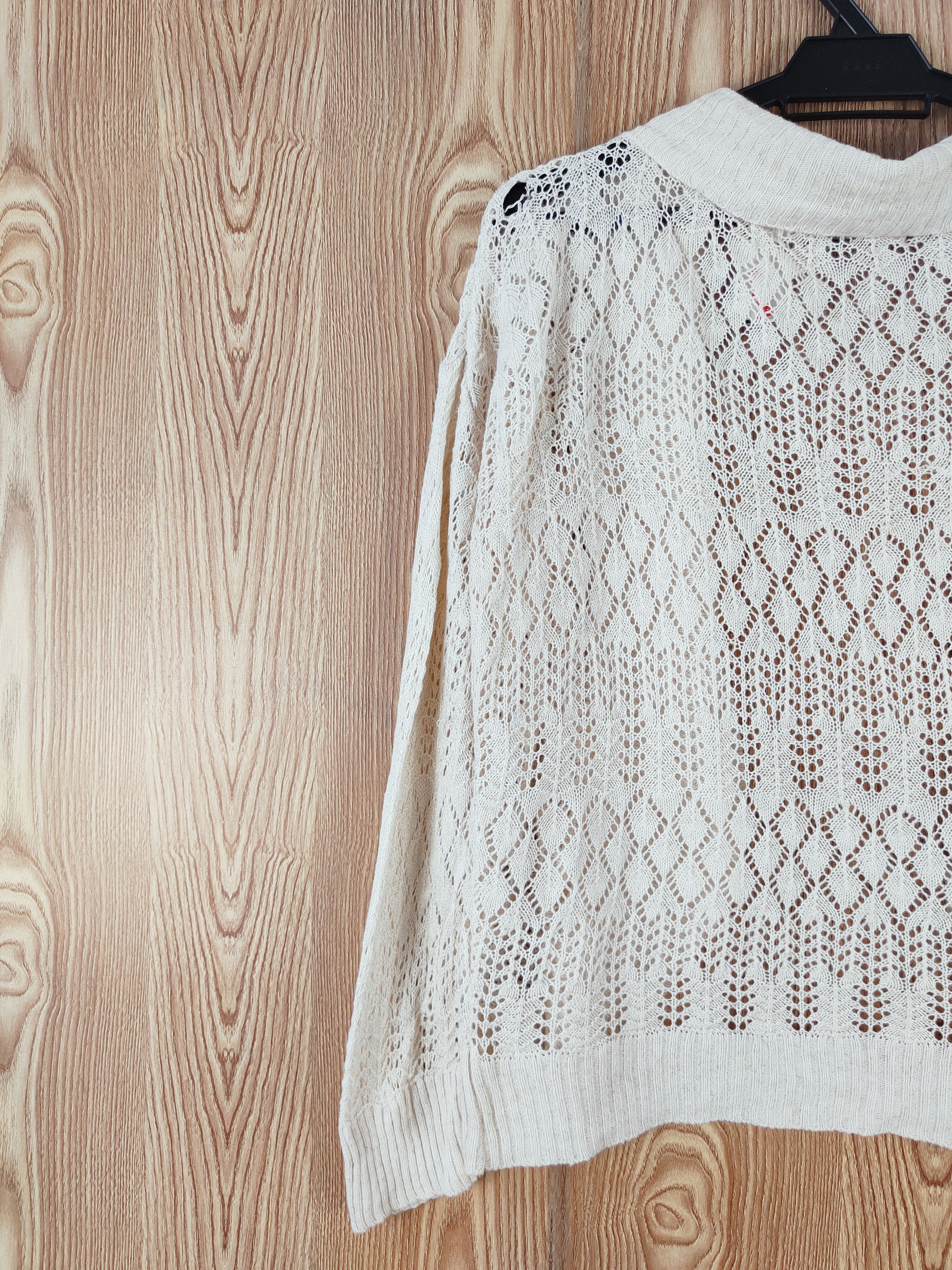 Aran Isles Knitwear × Japanese Brand Ann Ashlee Beige Mesh Net Knitwear Cardigan #W479 Size M / US 6-8 / IT 42-44 - 9 Thumbnail