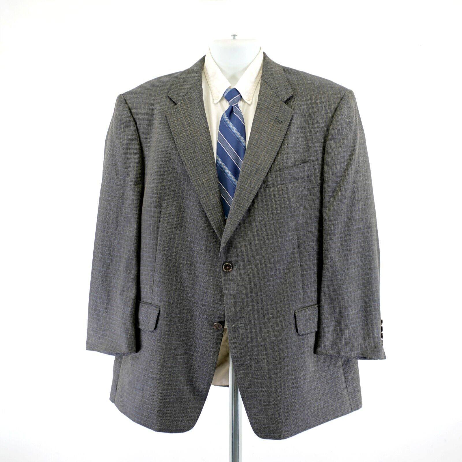 Hart Schaffner Marx Hart Schaffner Marx Thick Textured Wool Royal Navy Blue Tan Size 46R - 3 Thumbnail