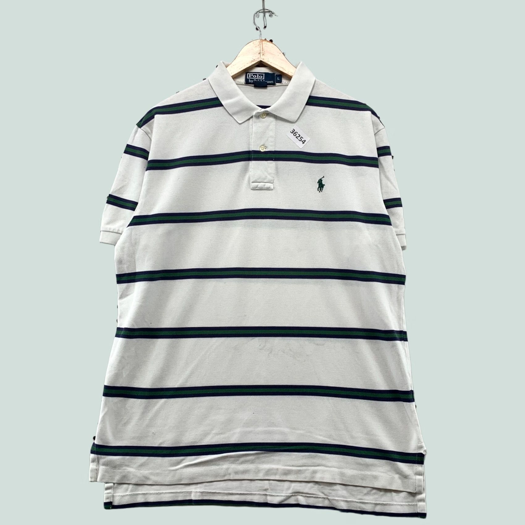 Polo Ralph Lauren VINTAGE Polo Ralph Lauren Collared Shirt Mens Large White Blue Striped Preppy 22.5x29.5 Size US L / EU 52-54 / 3 - 1 Thumbnail