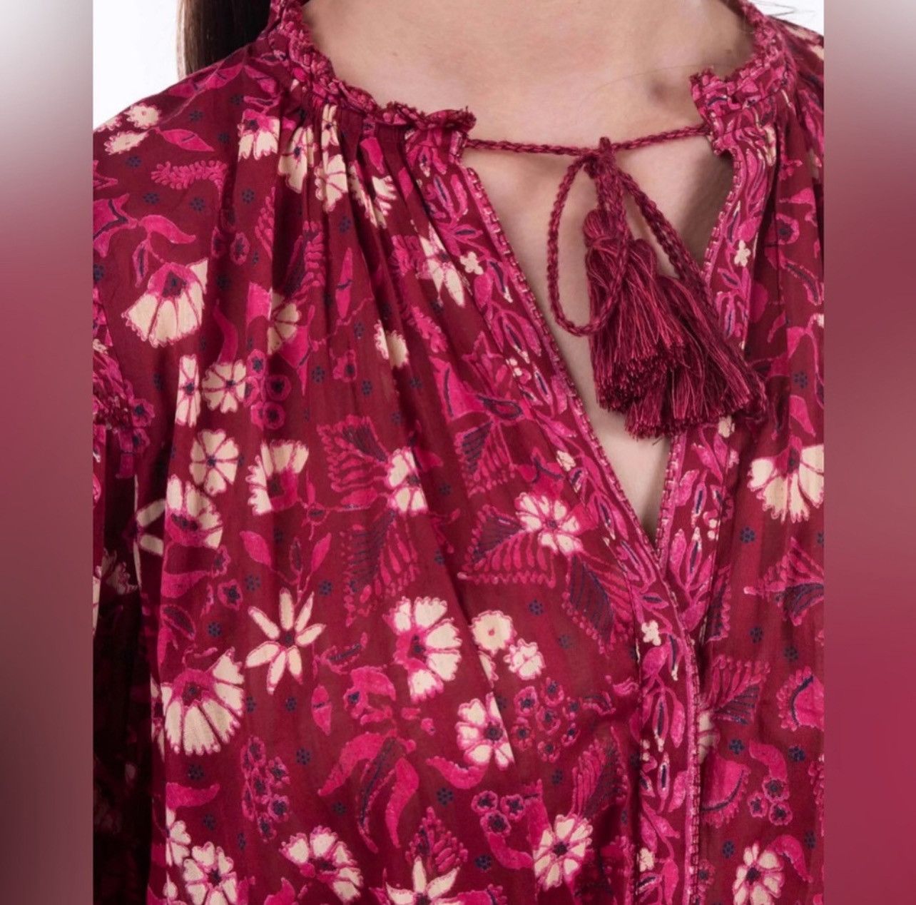 Ulla Johnson Ulla Johnson Delphine Burgundy Floral Scoop Neck Jumpsuit Size 26" / US 2 / IT 38 - 8 Thumbnail