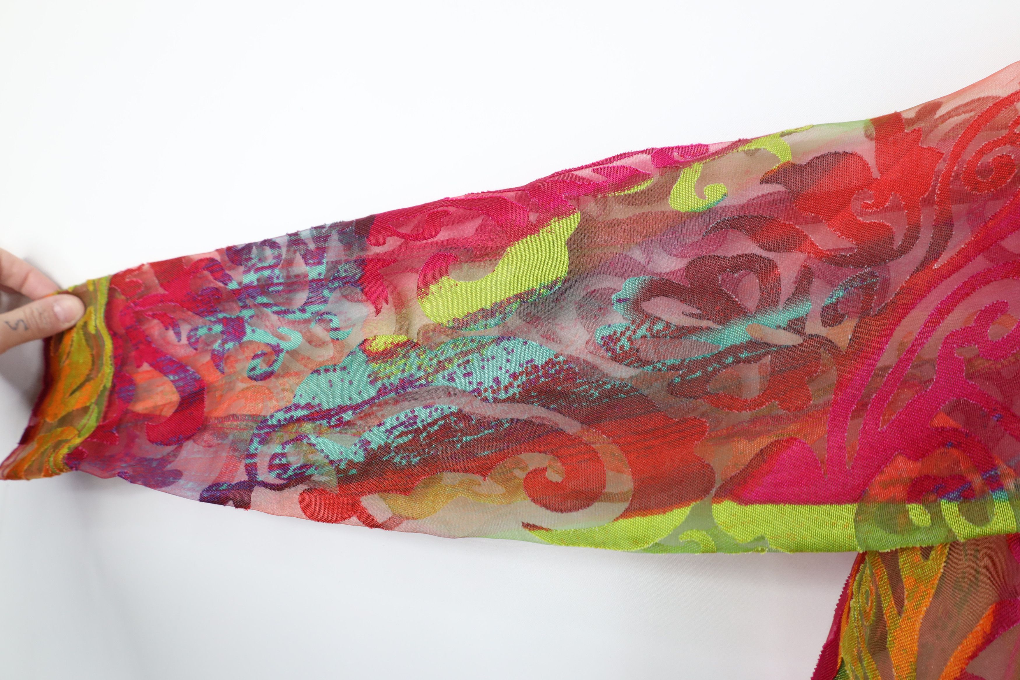 Vintage Vintage 90s Y2K Babydoll Blend Sheer Rainbow Flower Jacket Size L / US 10 / IT 46 - 8 Thumbnail