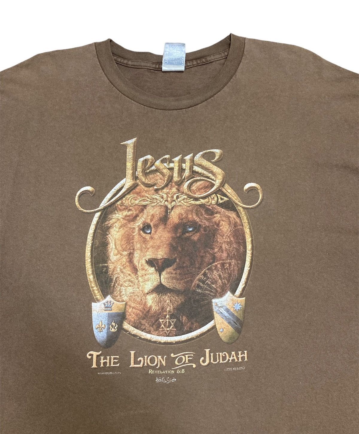 Vintage Vintage Jesus Lion Of Judah Brown T-Shirt Size US XXL / EU 58 / 5 - 5 Thumbnail