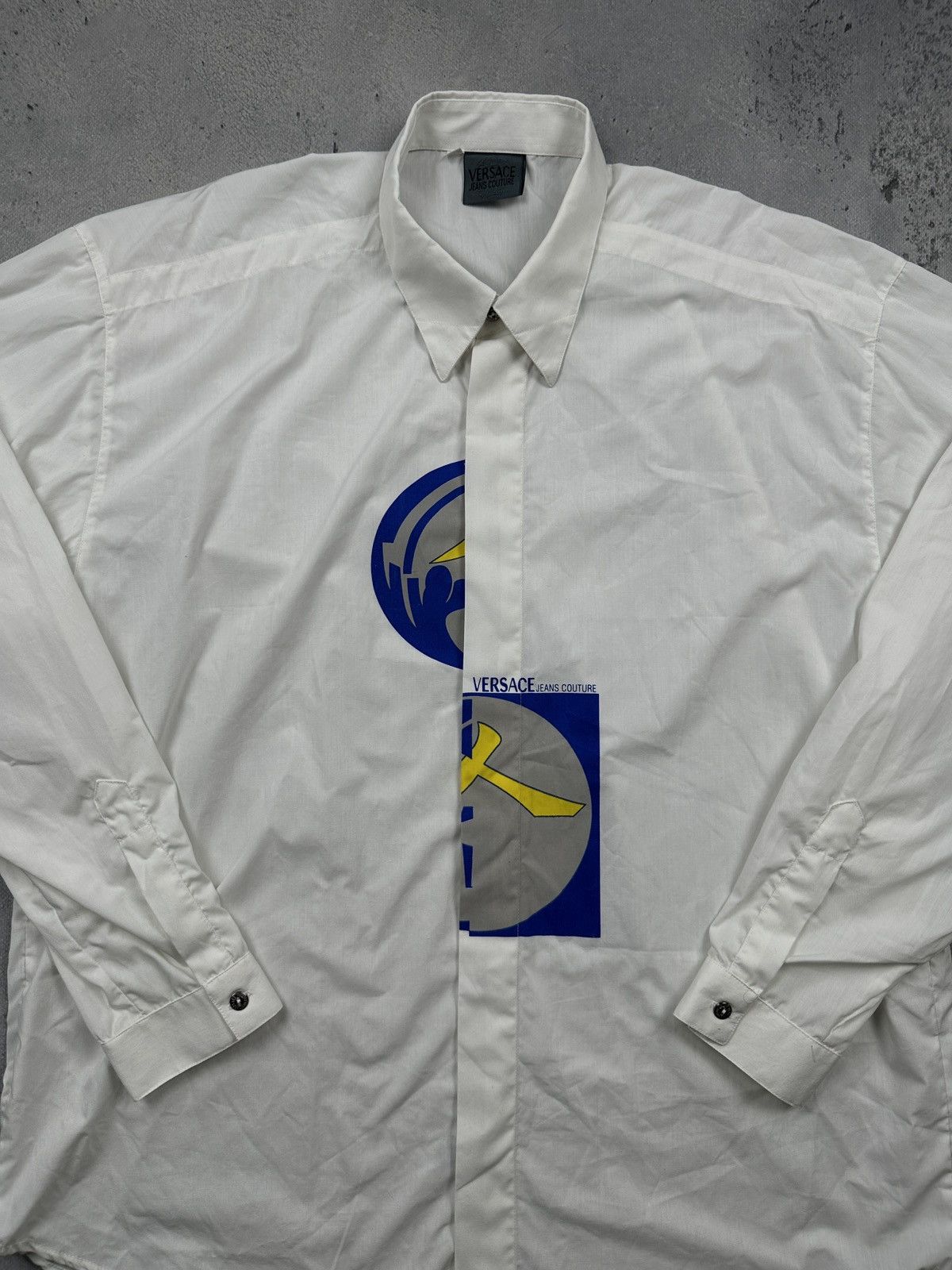 Versace Jeans Couture Archive Versace Jeans Couture Graphic White Shirt Y2K 90s Size US XL / EU 56 / 4 - 9 Thumbnail