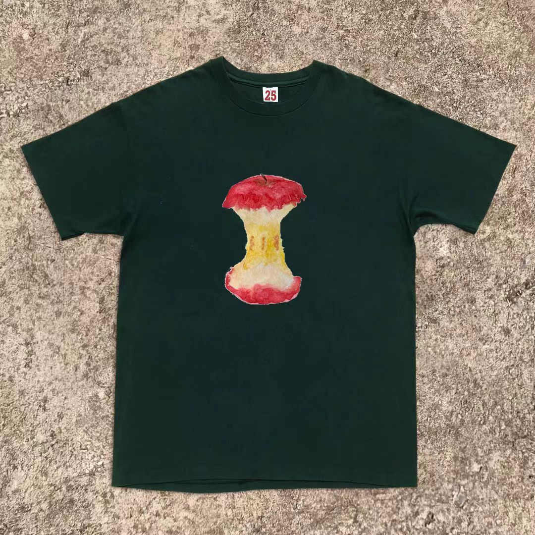 Japanese Brand × Vintage Green casual retro apple pattern loose t-shirt Size US M / EU 48-50 / 2 - 1 Thumbnail