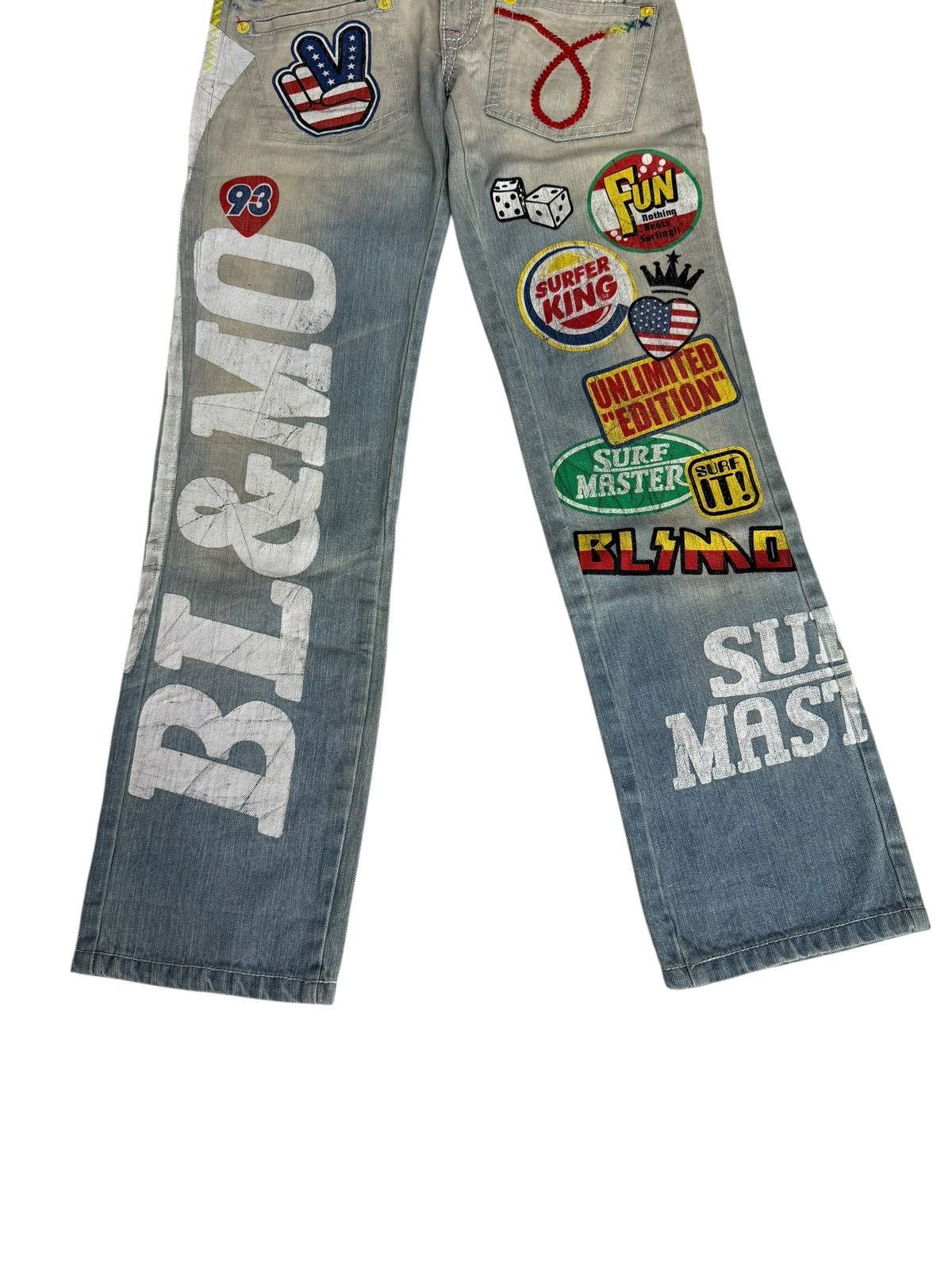 Japanese Brand Y2K Blue Moon Blue Denim Jeans Design Art Hippie Style Size US 28 / EU 44 - 4 Thumbnail