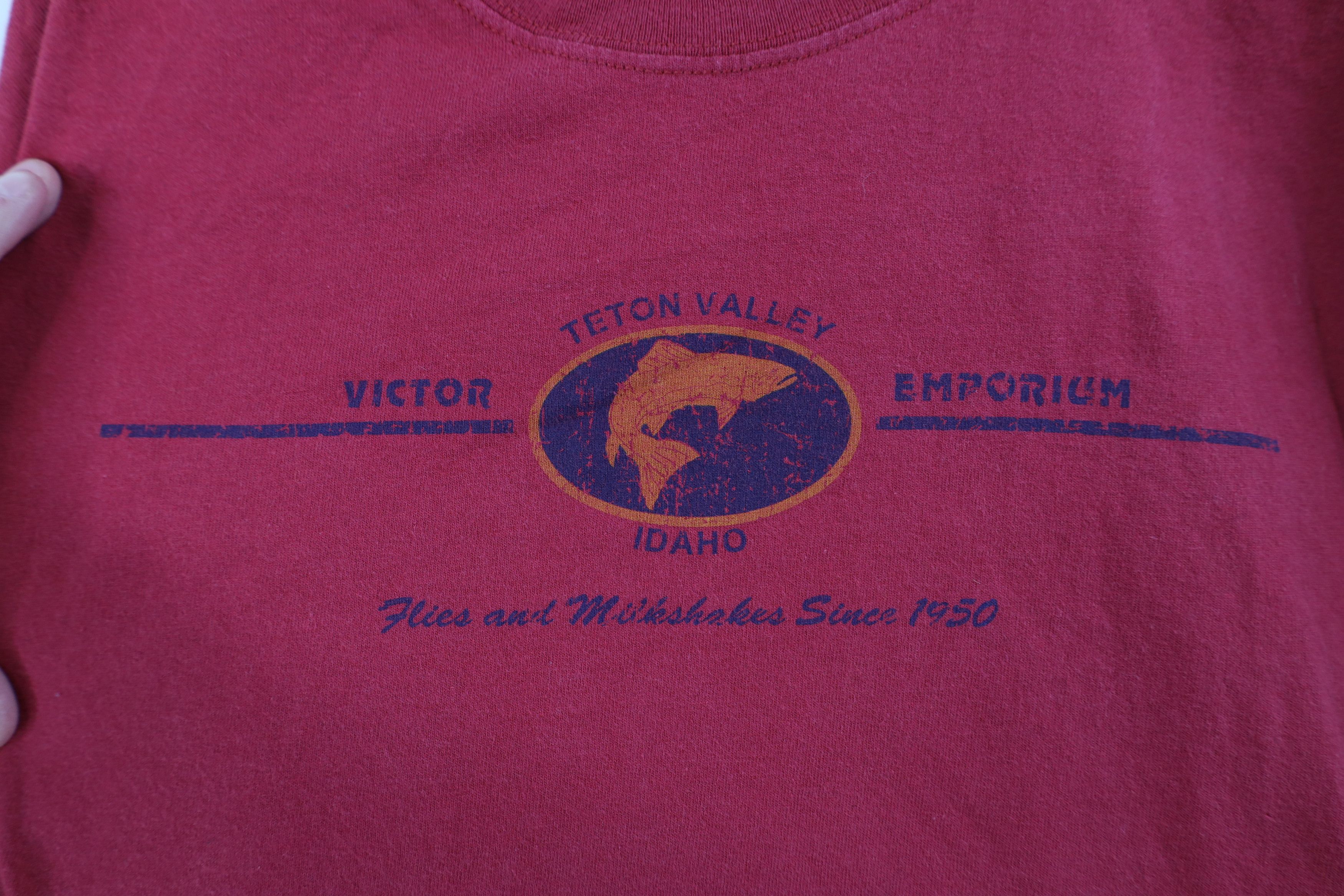 Vintage Vintage 90s Streetwear Valley Idaho Fishing T-Shirt Red Size US XL / EU 56 / 4 - 4 Thumbnail