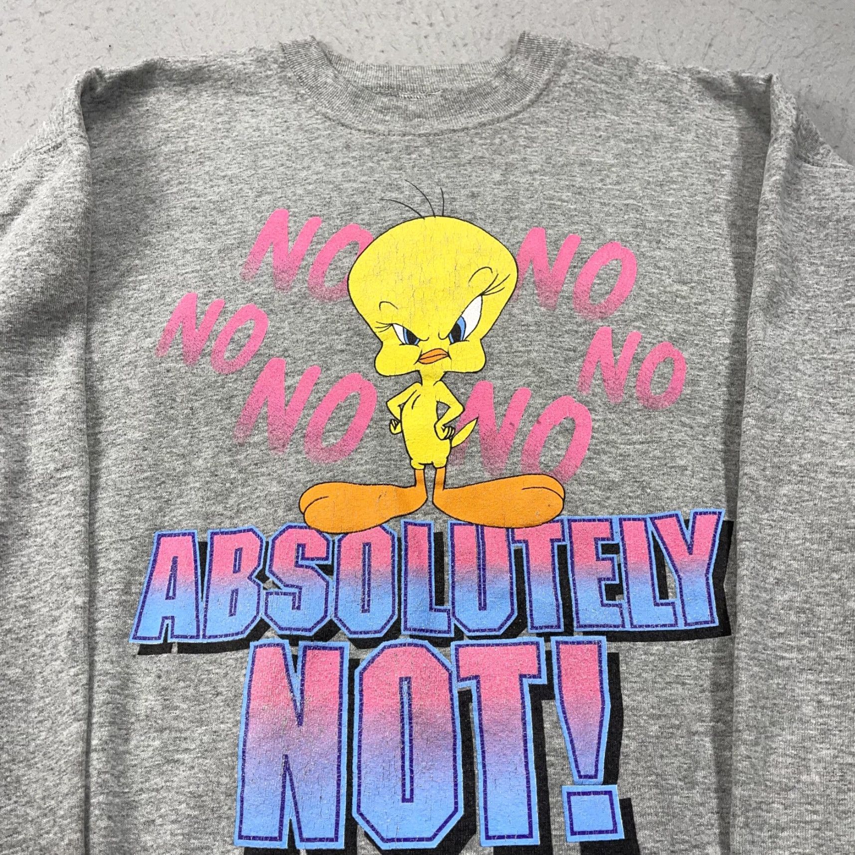 Vintage VINTAGE Looney Tunes Sweatshirt Mens XL Gray Tweety Bird Funny Crewneck 90s Size US XL / EU 56 / 4 - 2 Thumbnail