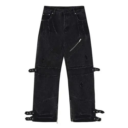 Jean Mayuzumi x aoka Black Gothic Pants Wide Leg Baggy Jeans Size US 30 / EU 46 - 7 Thumbnail