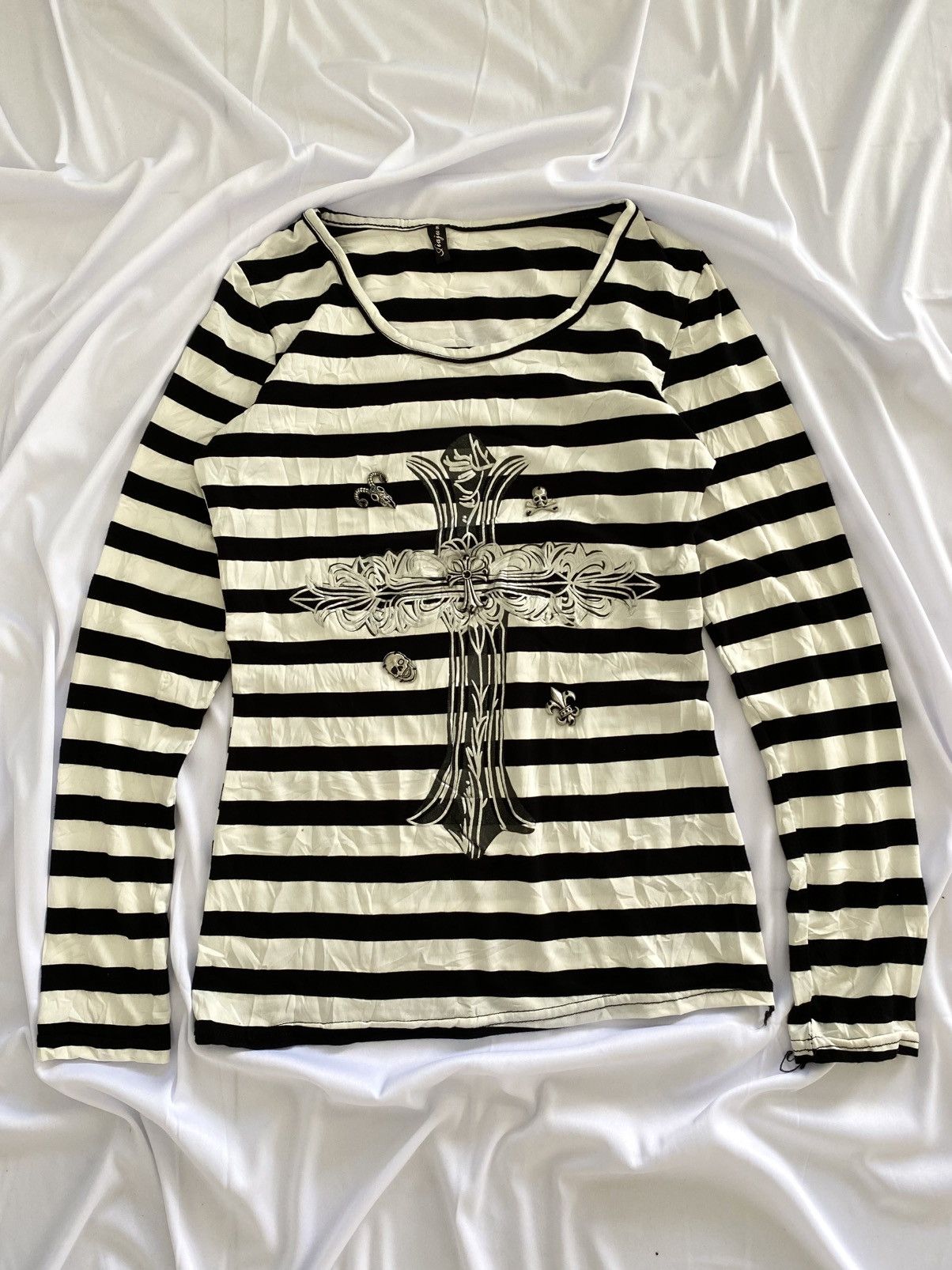 GOSTAR DE FUGA × If Six Was Nine × Le Grande Bleu (L.G.B.) japan grunge longsleeve stripe skull cross Size XS / US 0-2 / IT 36-38 - 2 Thumbnail
