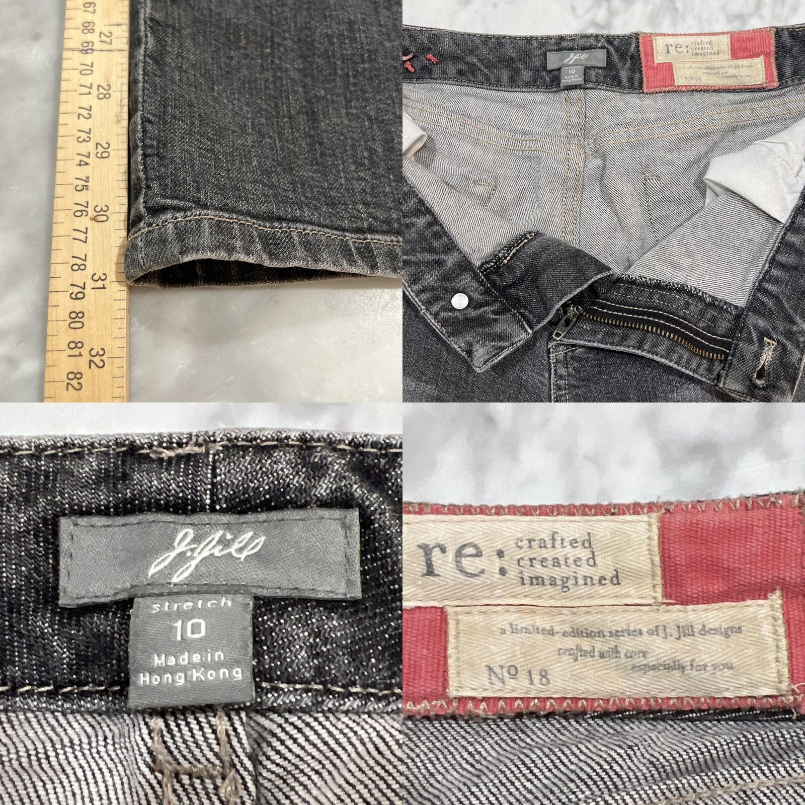 J. Jill VINTAGE J Jill Black Denim Jeans Women’s 10 Flare Embroidered Embellished Stretch 31 Inseam 5-Pocket City Hippie Bohemian Regular Womens Size 32" / US 10 / IT 46 - 10 Thumbnail