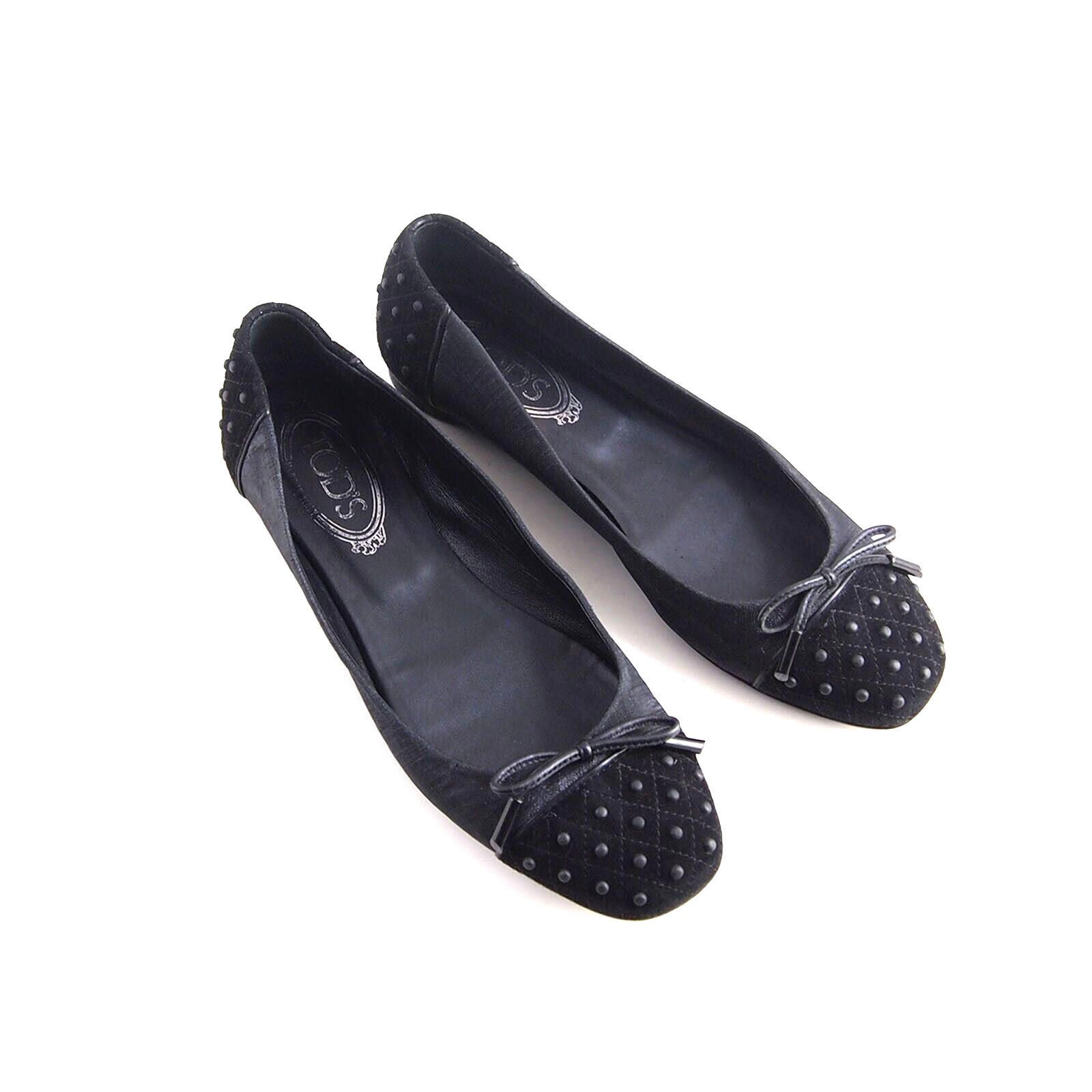 Tod's Tod's Flats Black Suede Waxed Linen Womens EU 38 US 8 Size US 8 / IT 38 - 1 Thumbnail