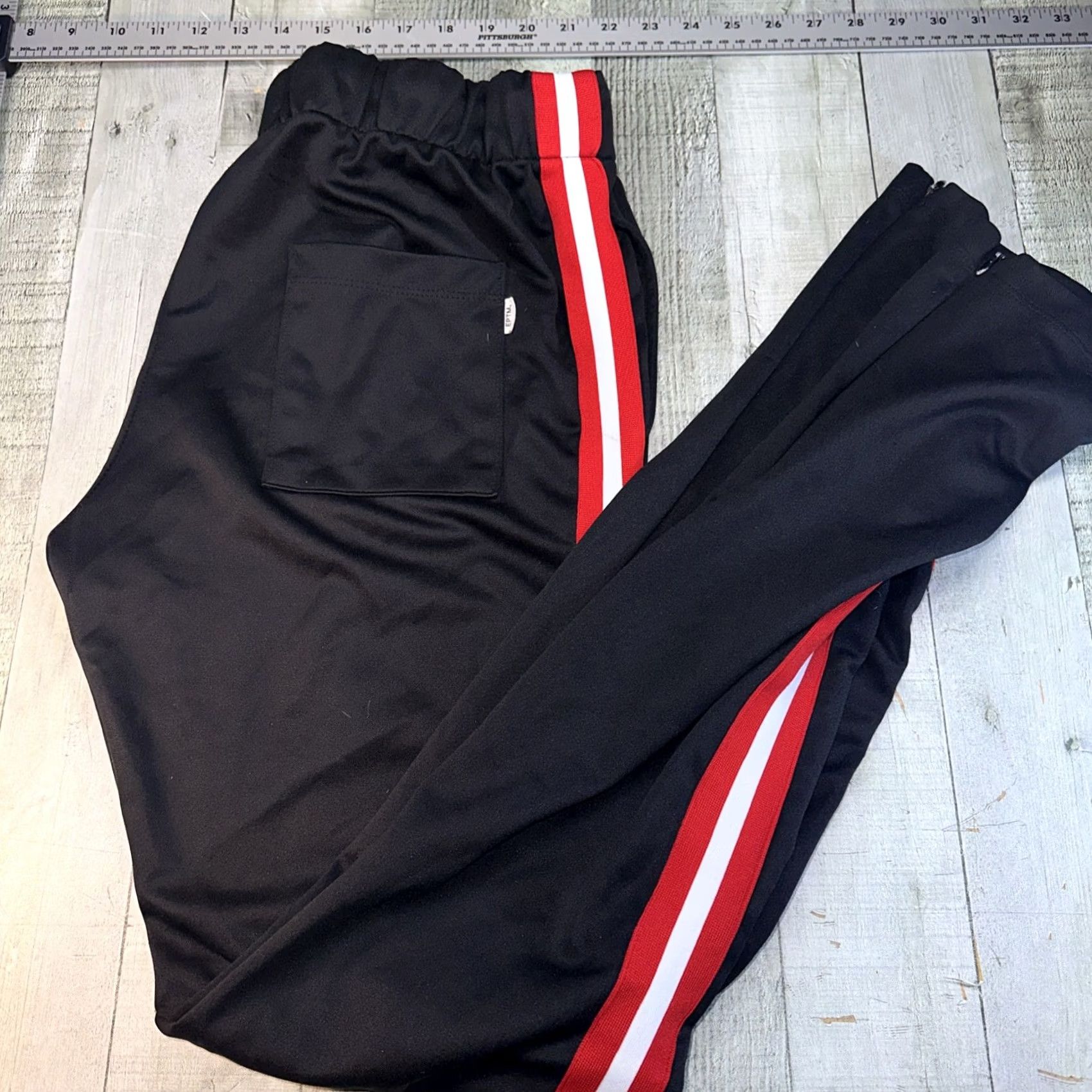 Vintage EPTM Men Joggers XL Black Red Stripe Activewear Striped Pants Mens Size US 36 / EU 52 - 3 Thumbnail