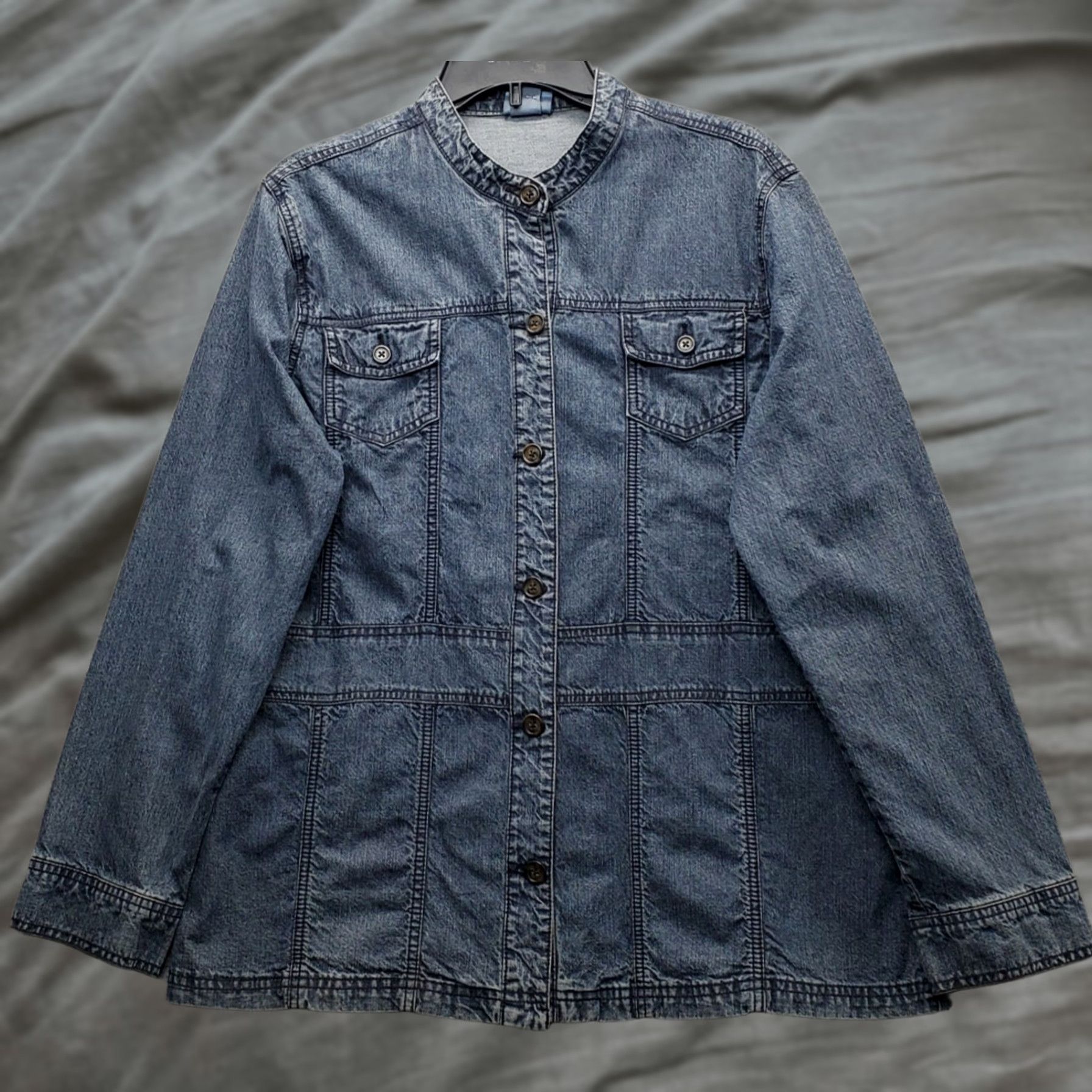 Vintage Classic Elements Trucker Jacket Womens XL Blue Denim Long Sleeve Button Front Size XL / US 12-14 / IT 48-50 - 1 Thumbnail