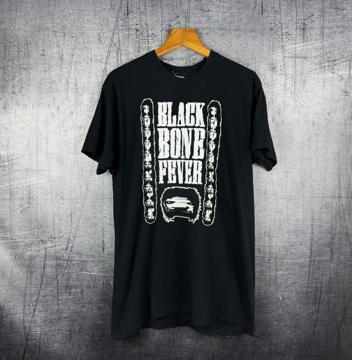 RARE 90s Black bone fever metal band t shirt single stitch
