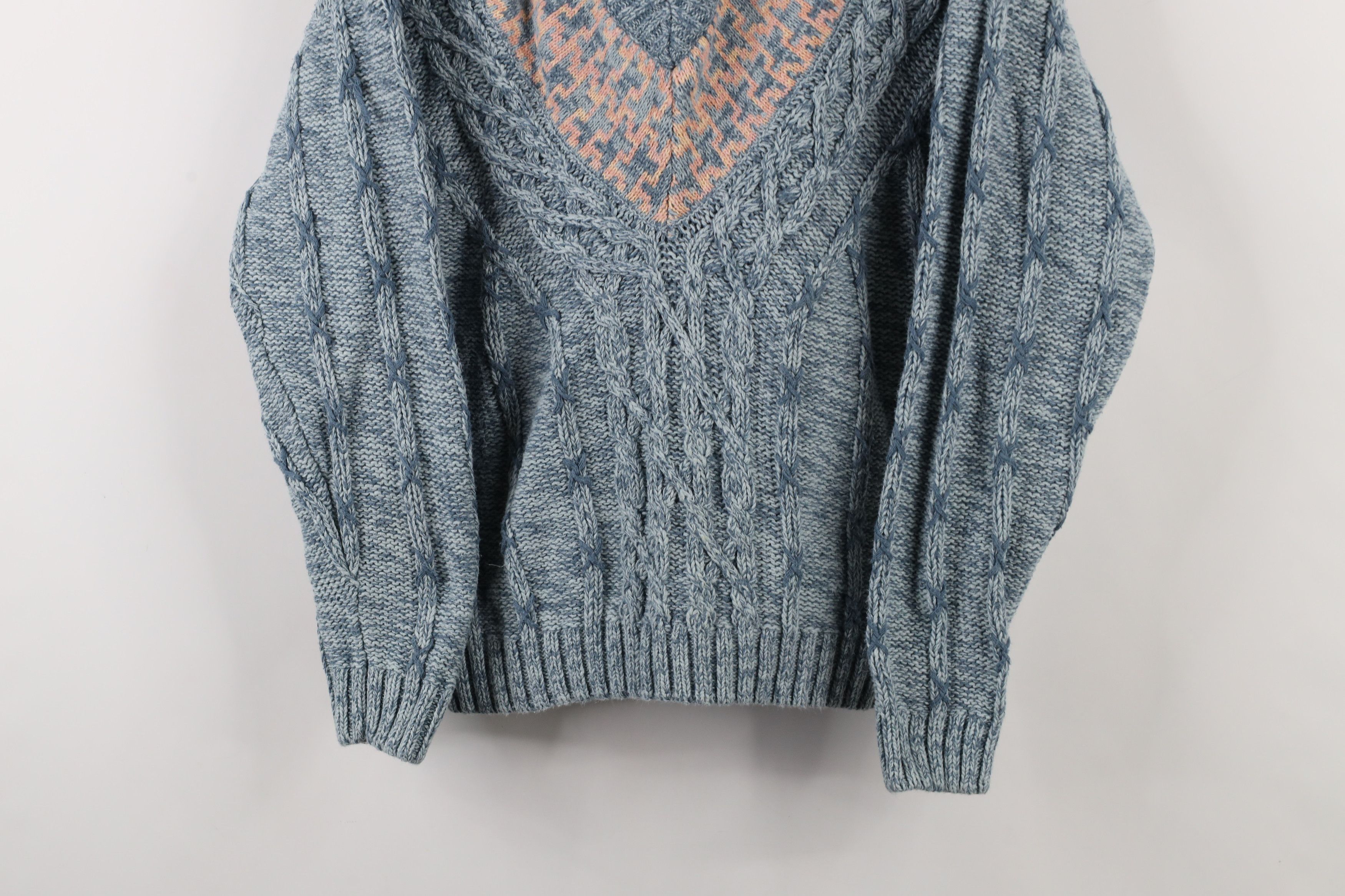 Vintage Vintage 90s Streetwear Dapper Chunky Cable Knit Sweater Blue Size L / US 10 / IT 46 - 3 Thumbnail