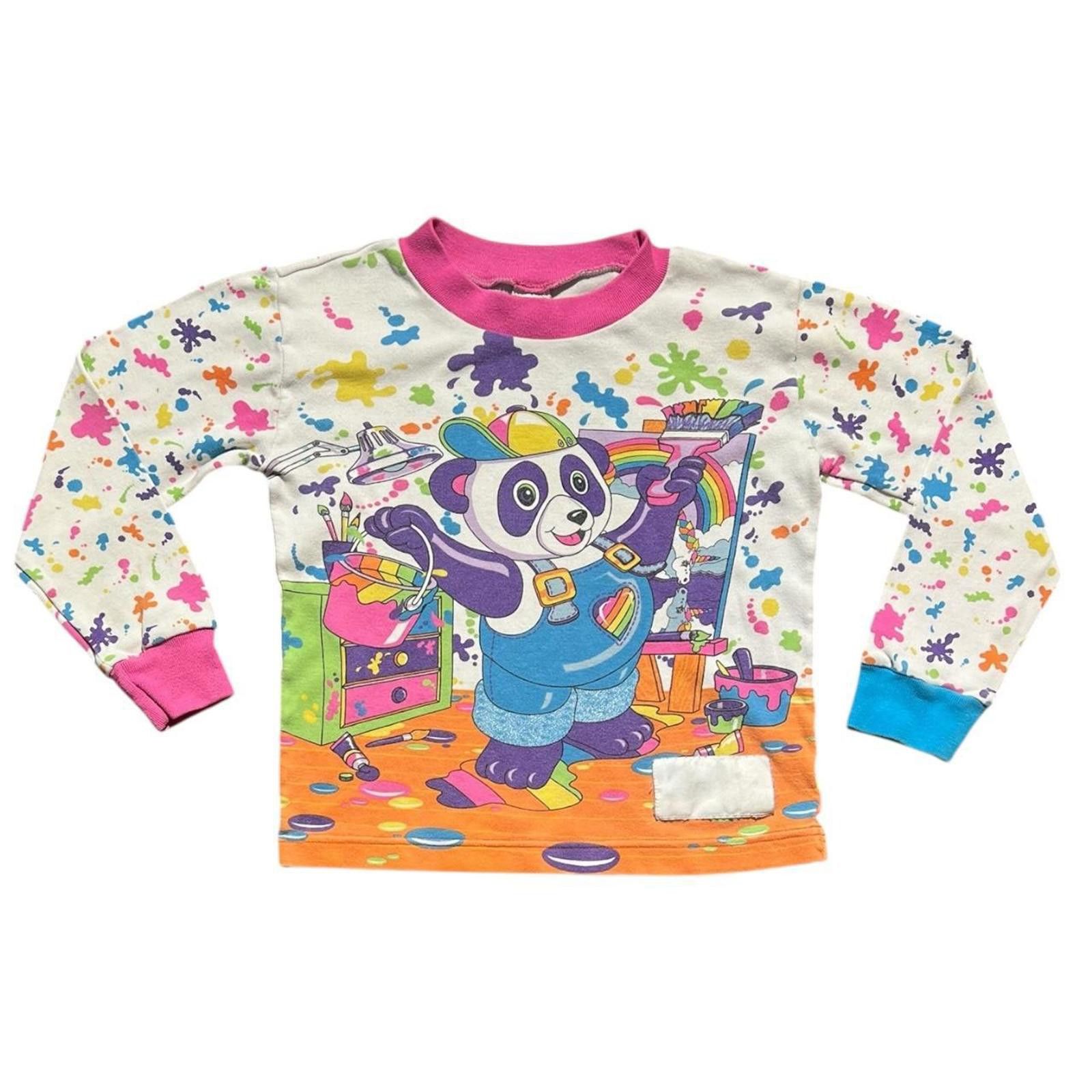 Designer Vintage Lisa Frank Panda Painter AOP Long Sleeve Shirt Size US XXS / EU 40 - 1 Thumbnail