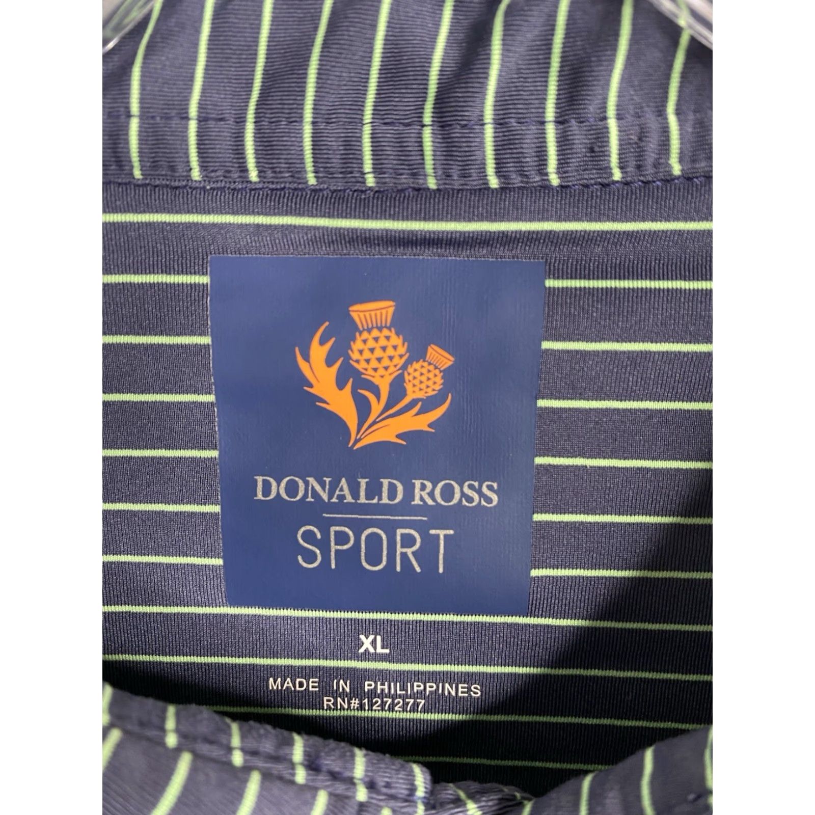 Vintage Donald Ross Polo Shirt Mens XL Blue Striped Short Sleeve Golf Jersey Button Embroidered Logo Polo Shirt Men XL Blue Stripe Sports Golf Size US XL / EU 56 / 4 - 3 Thumbnail