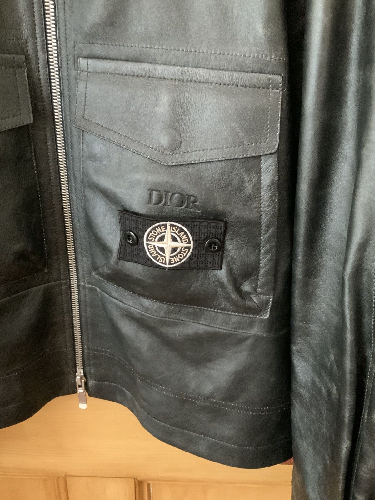 Dior × Stone Island Dior x Stone Island Leather Field Jacket Size US M / EU 48-50 / 2 - 4 Thumbnail