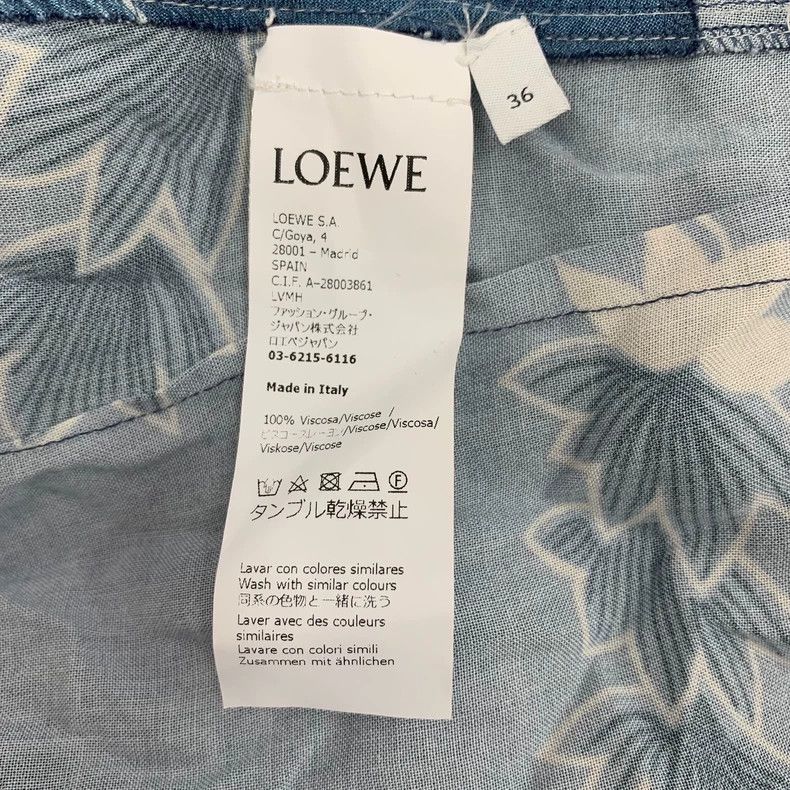 Loewe LOEWE Dark blue floral V-neck ruffled short sleeve dress Size XS / US 0-2 / IT 36-38 - 8 Thumbnail