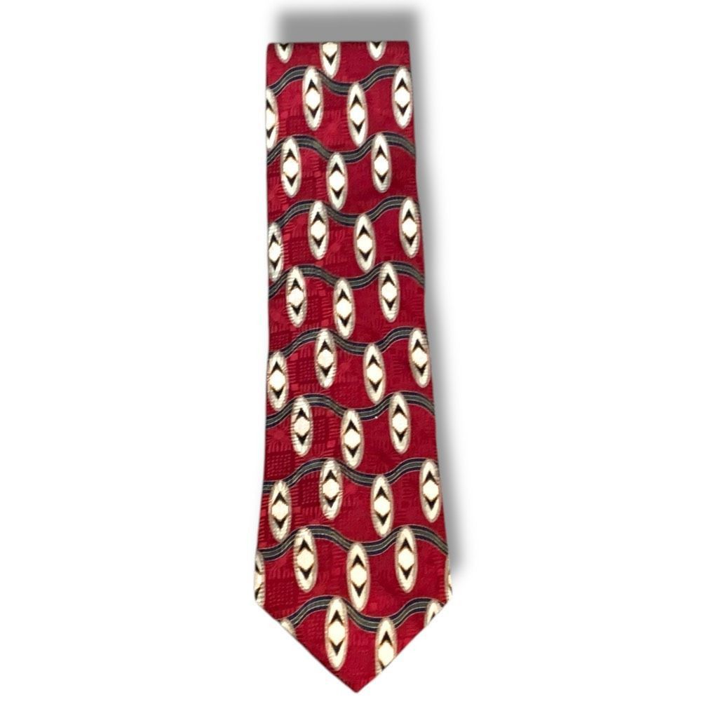 Bill Blass Vintage Bill Blass Black Label Silk Tie Red Geometric Print Size ONE SIZE - 6 Thumbnail